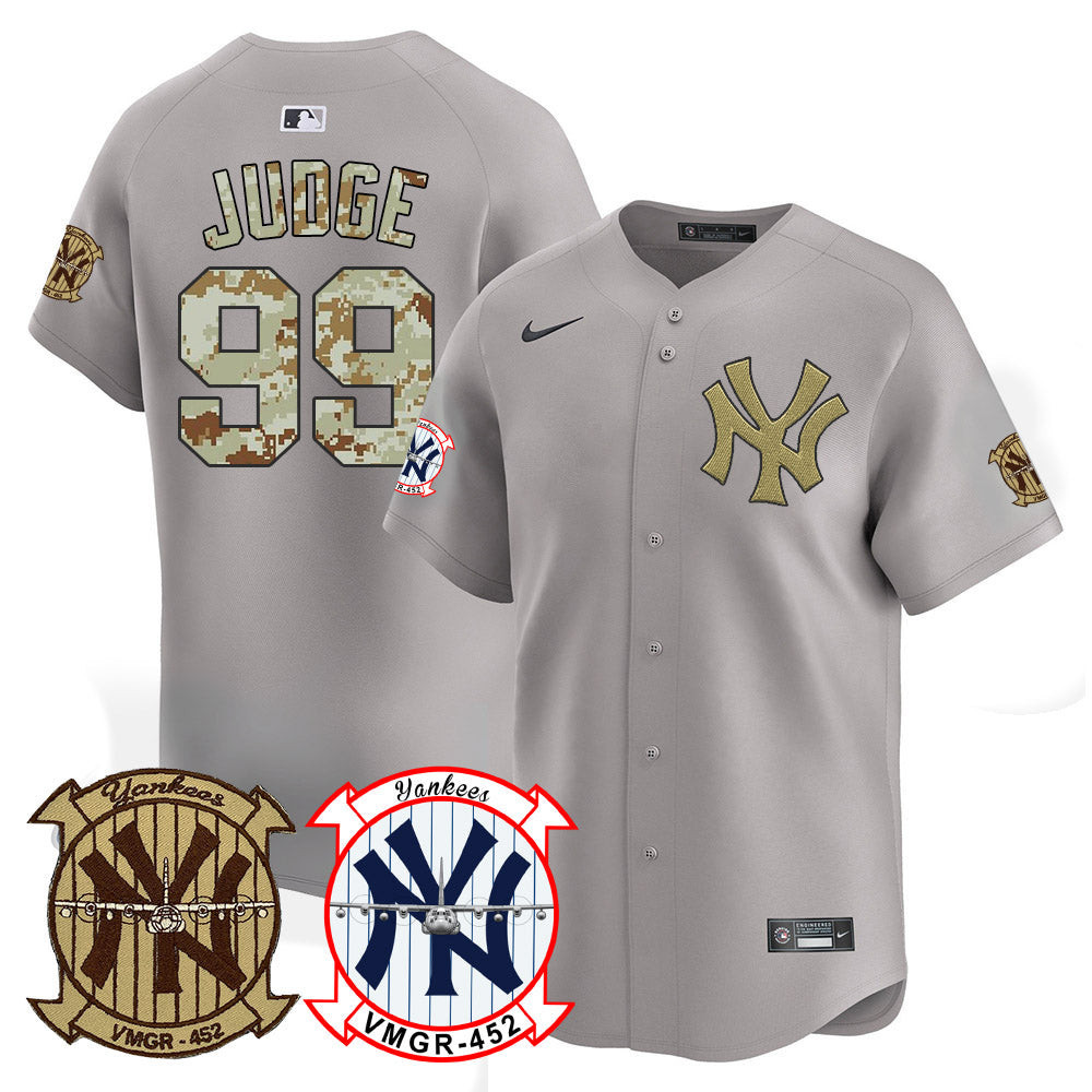 Aaron Judge Men's New York Yankees Desert USMC Alternate Vapor Premier Limited Gray Jersey