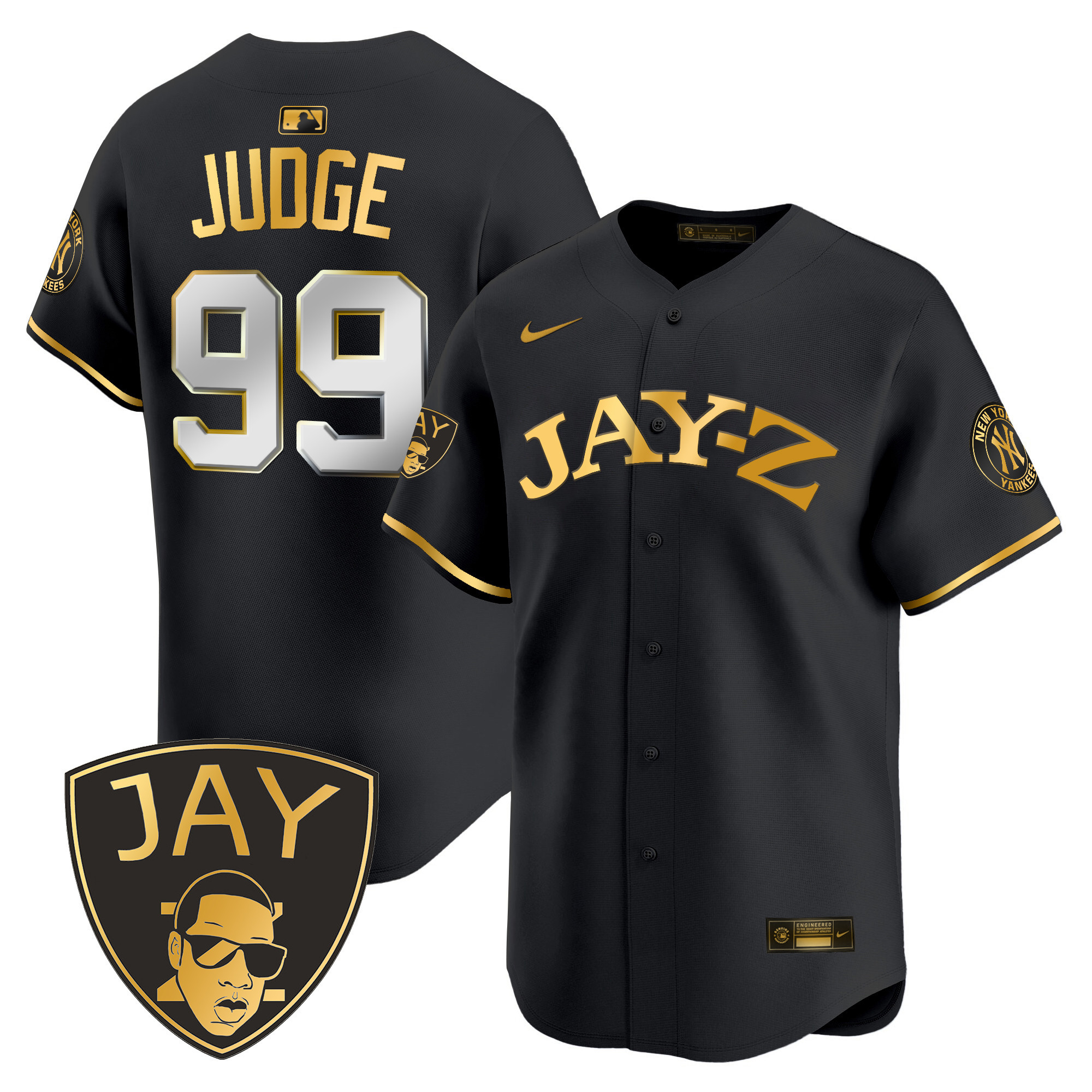 Aaron Judge Men's New York Yankees Jay-Z Vapor Premier Limited Black Gold Jersey