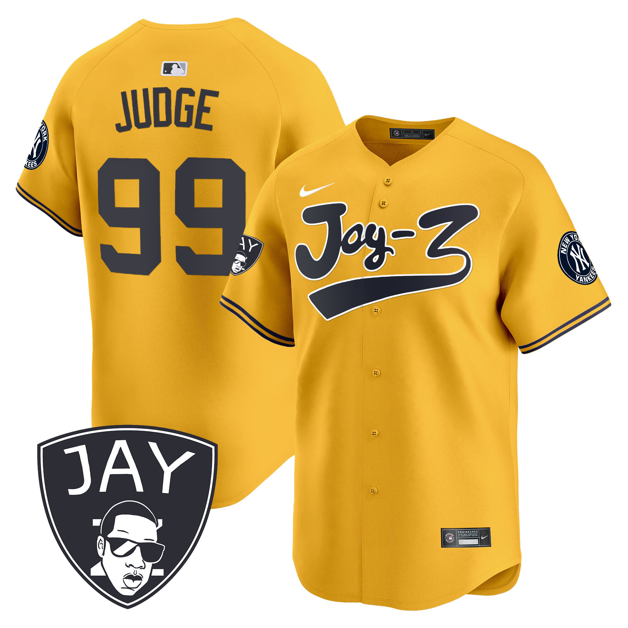 Aaron Judge Men's New York Yankees Jay-Z Vapor Premier Limited V2 Gold Jersey