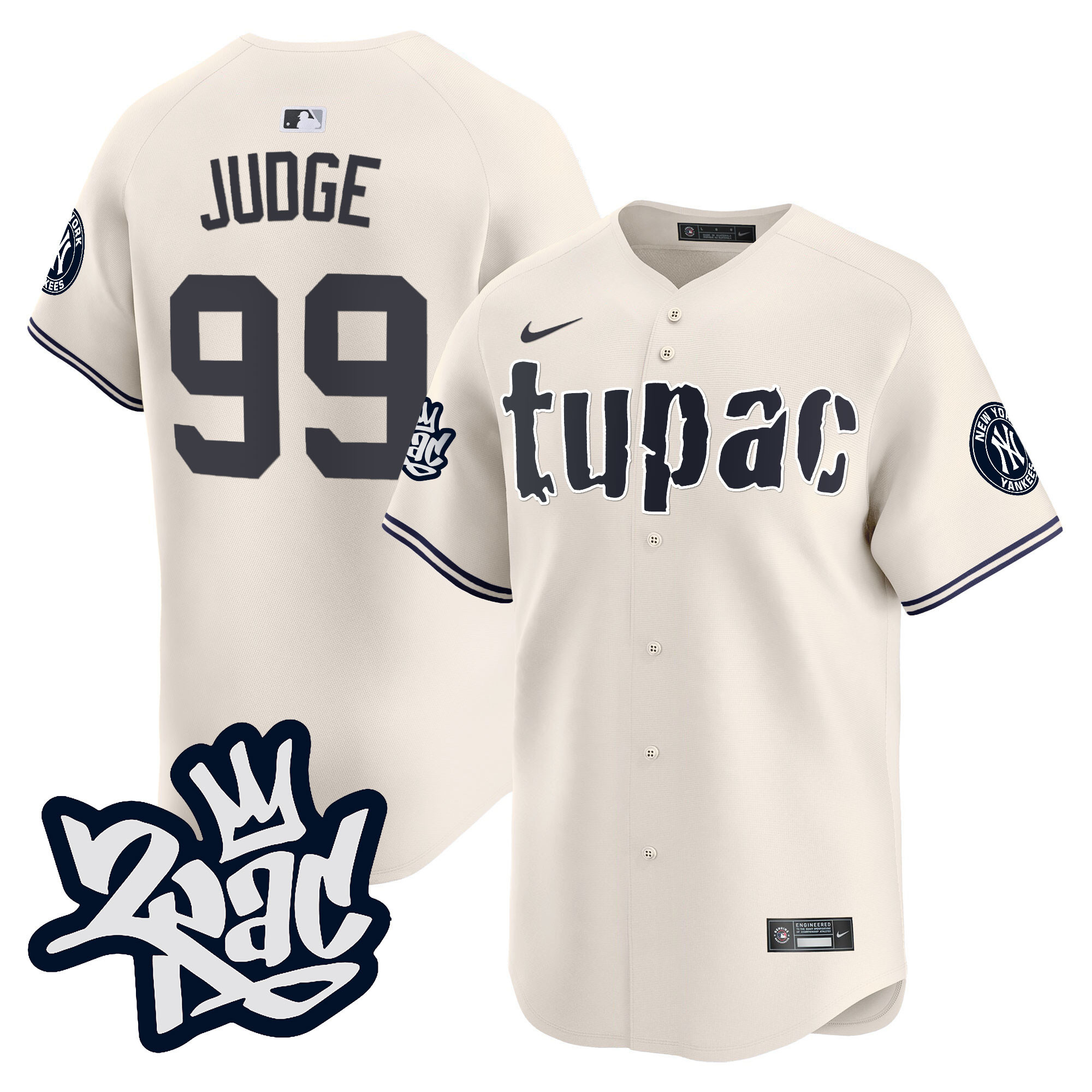 Aaron Judge Men's New York Yankees Tupac Shakur Vapor Premier Limited Cream Jersey