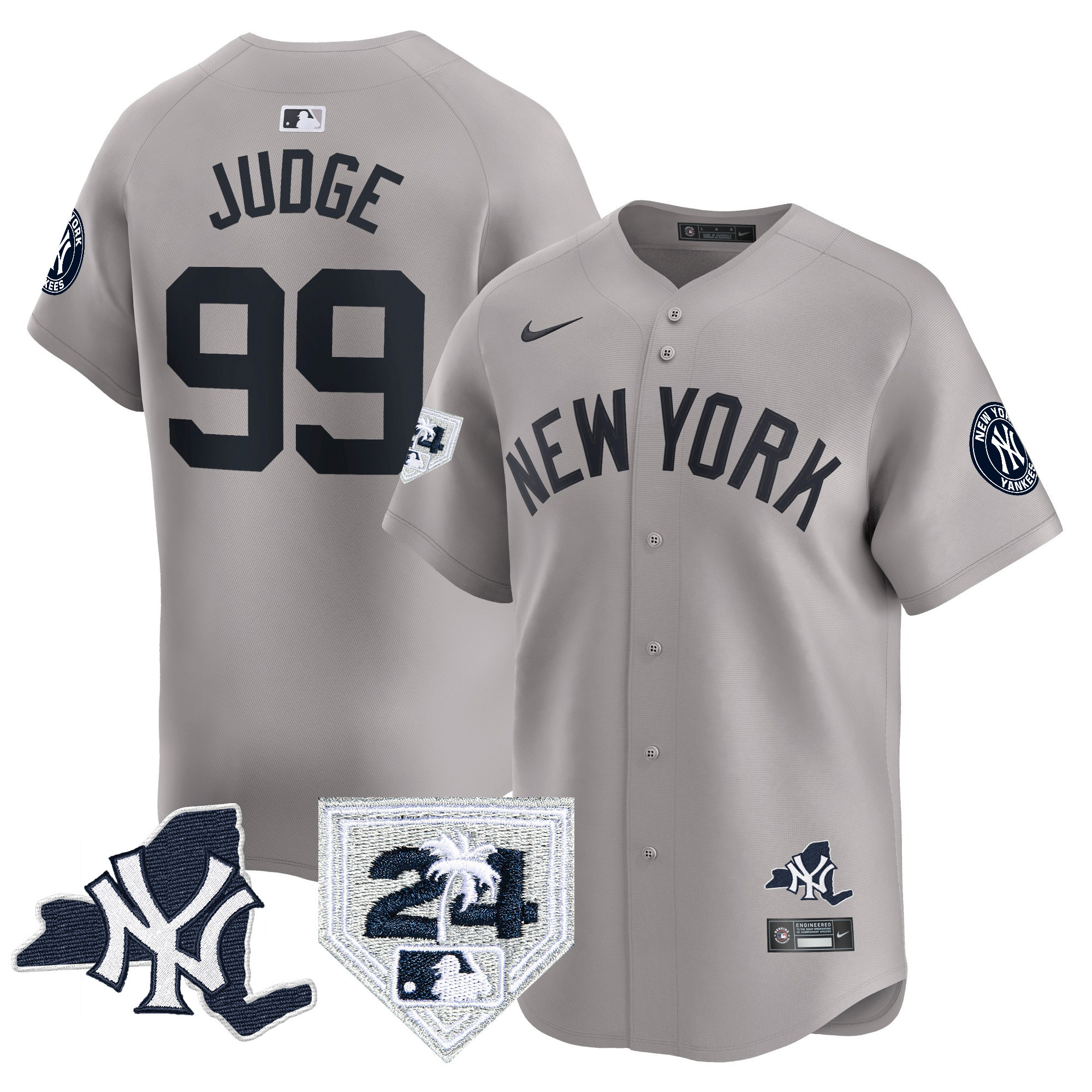 Aaron Judge Men's New York Yankees Vapor Premier Limited - New York Patch Gray Jersey