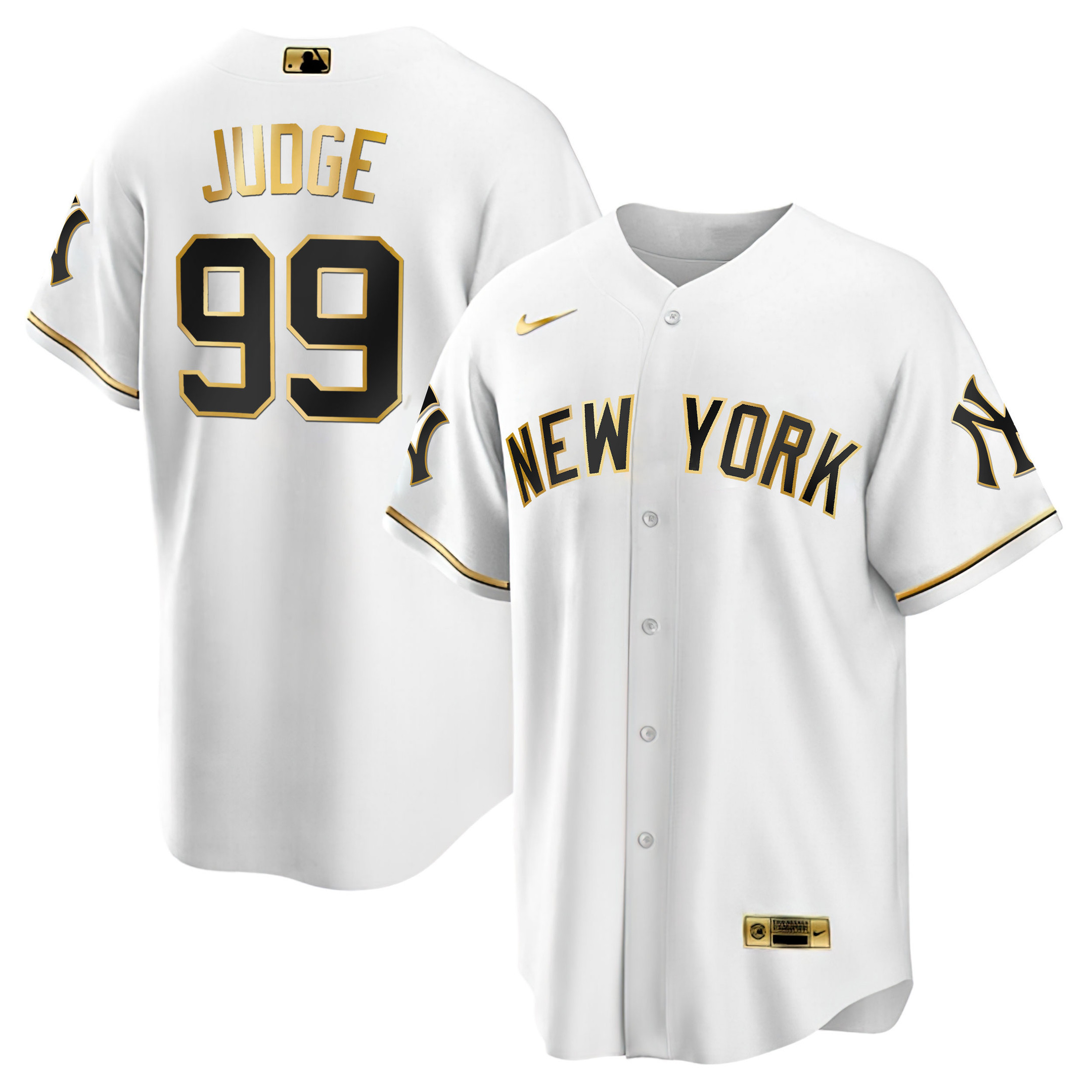 Aaron Judge Men's New York Yankees White Gold & Black Gold Cool White Jersey