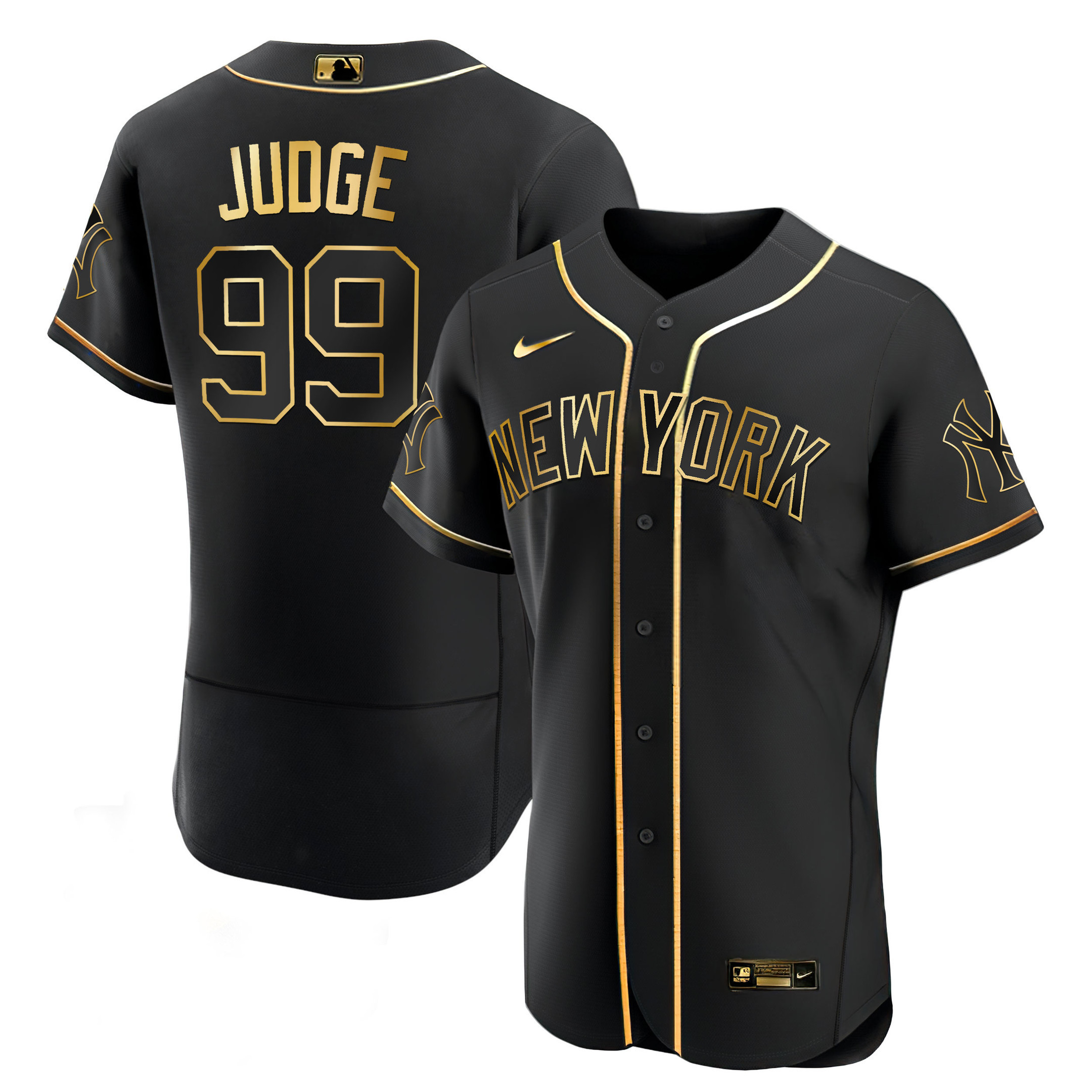 Aaron Judge Men's New York Yankees White Gold & Black Gold Flex Black Jersey
