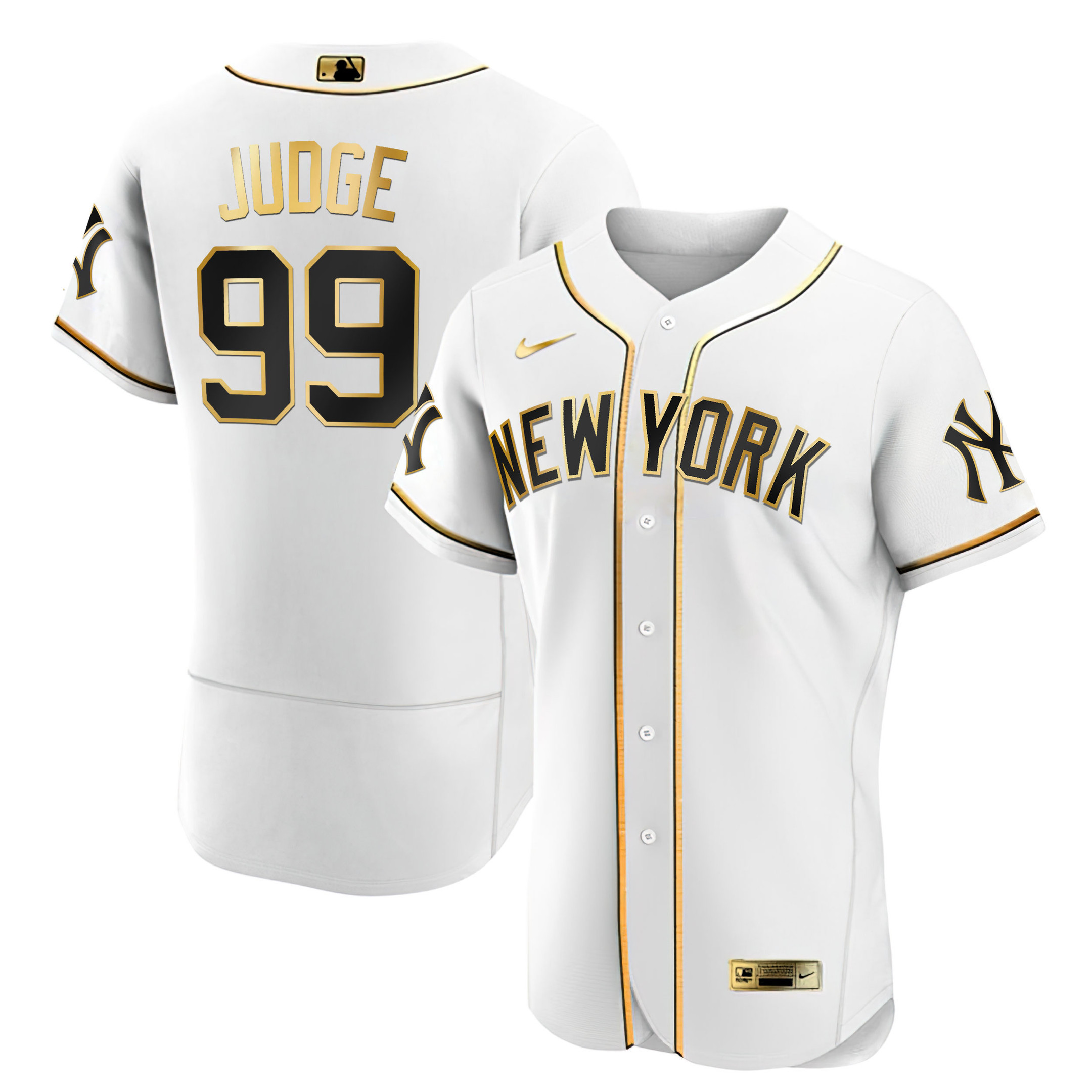 Aaron Judge Men's New York Yankees White Gold & Black Gold Flex White Jersey