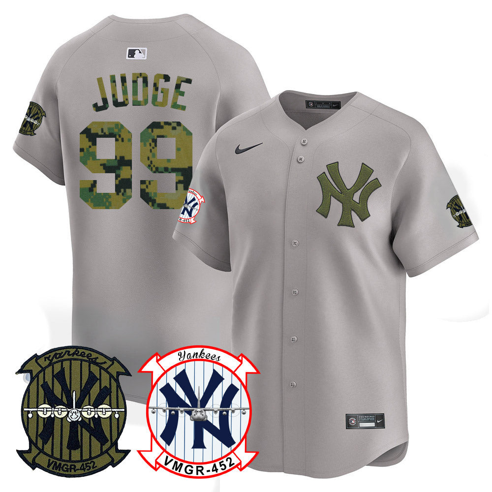 Aaron Judge Men's New York Yankees Woodland USMC Alternate Vapor Premier Limited Gray Jersey