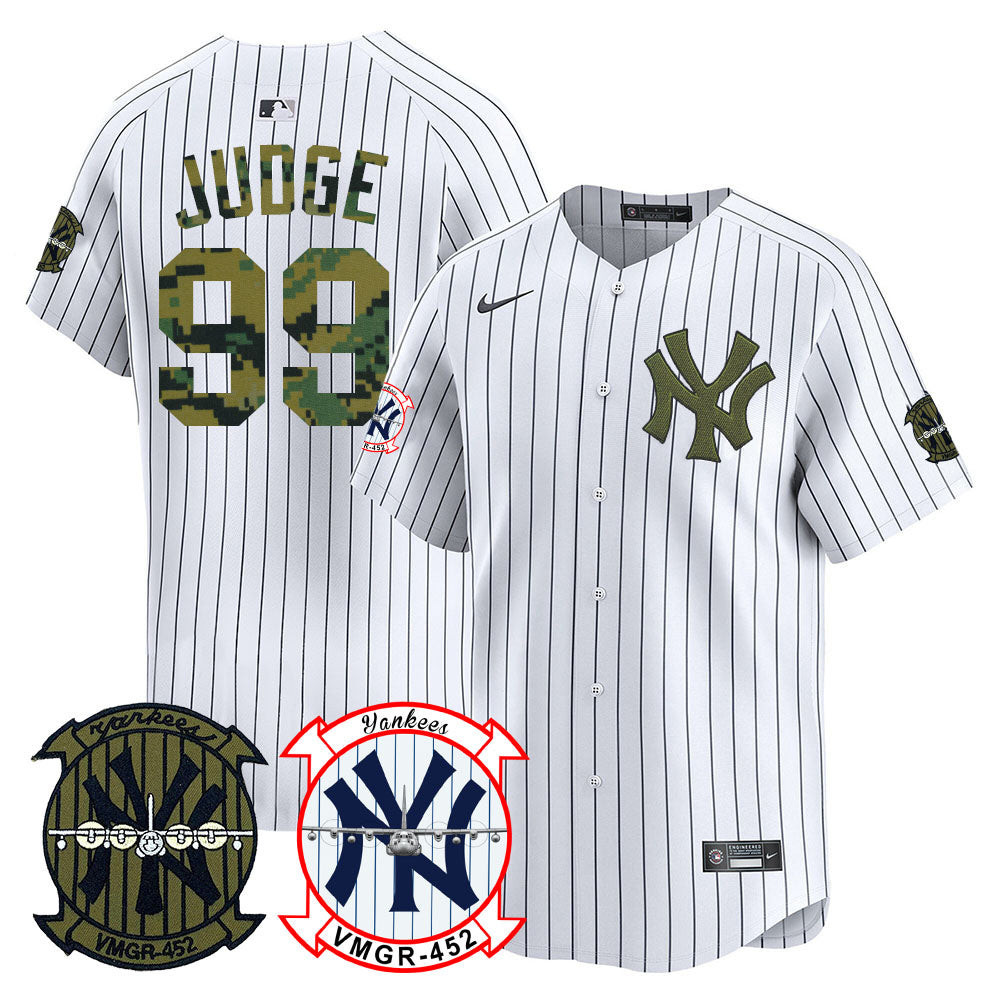 Aaron Judge Men's New York Yankees Woodland USMC Alternate Vapor Premier Limited White Jersey