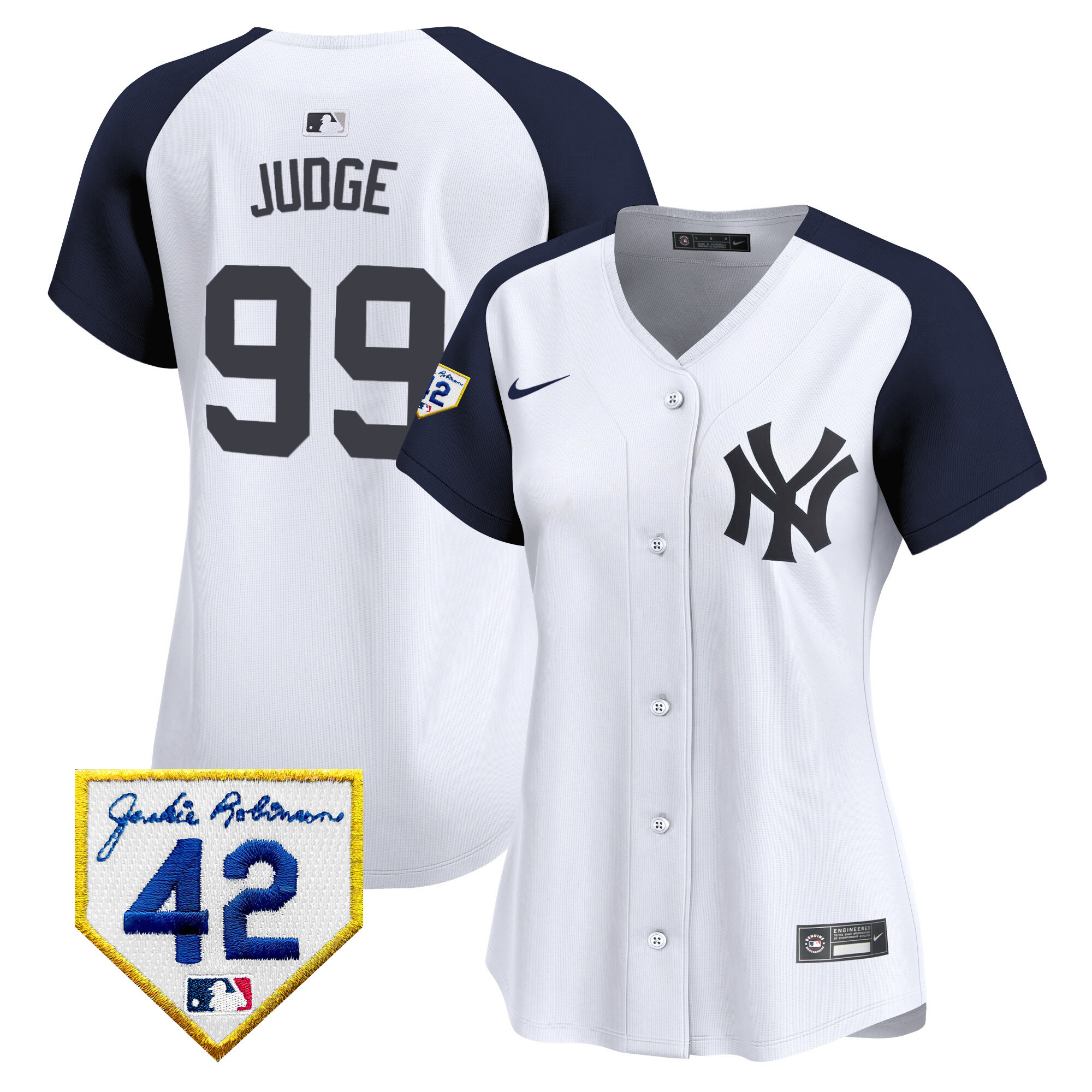 Aaron Judge Women's New York Yankees Jackie Robinson Patch Vapor Premier Limited White Alternate Jersey