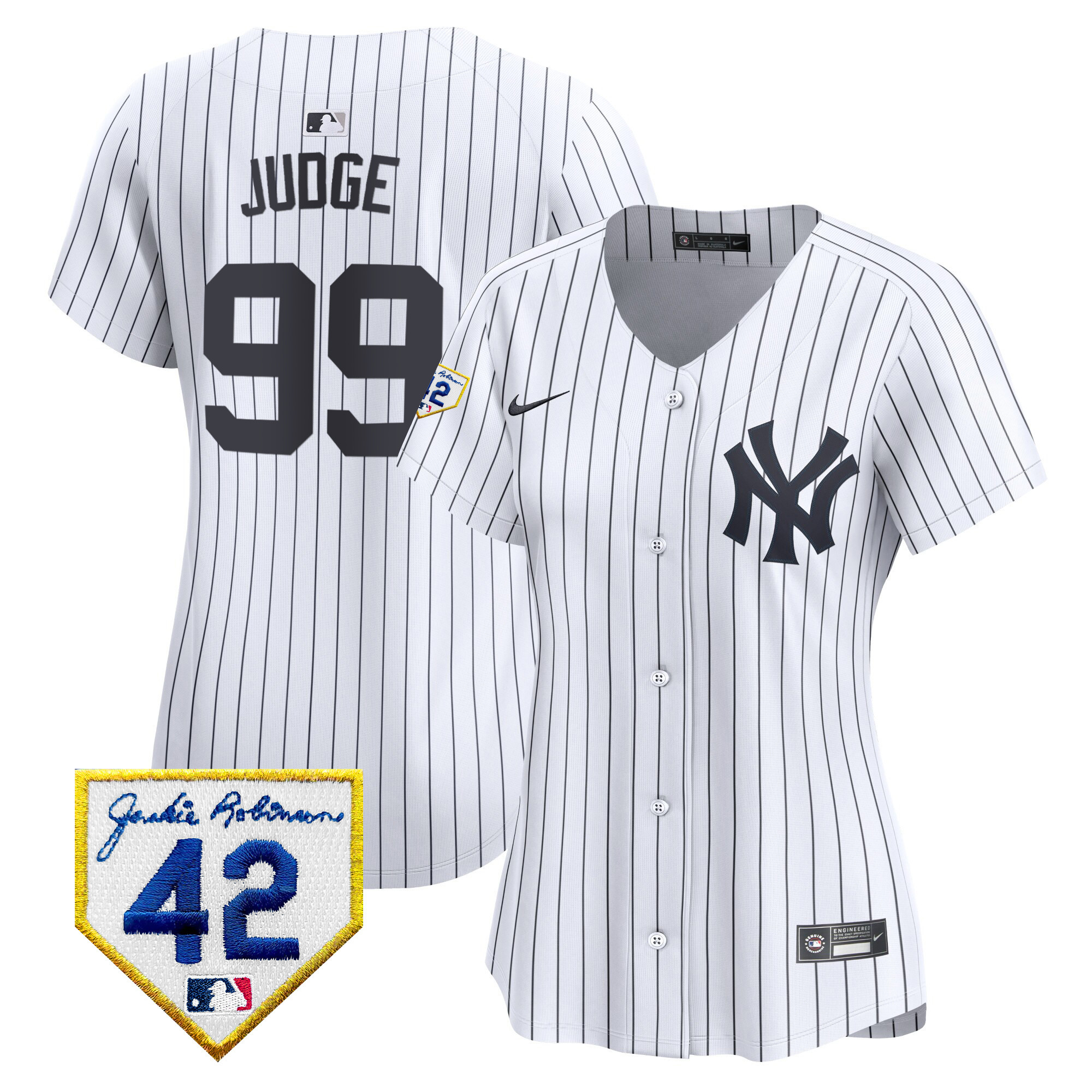 Aaron Judge Women's New York Yankees Jackie Robinson Patch Vapor Premier Limited White Jersey