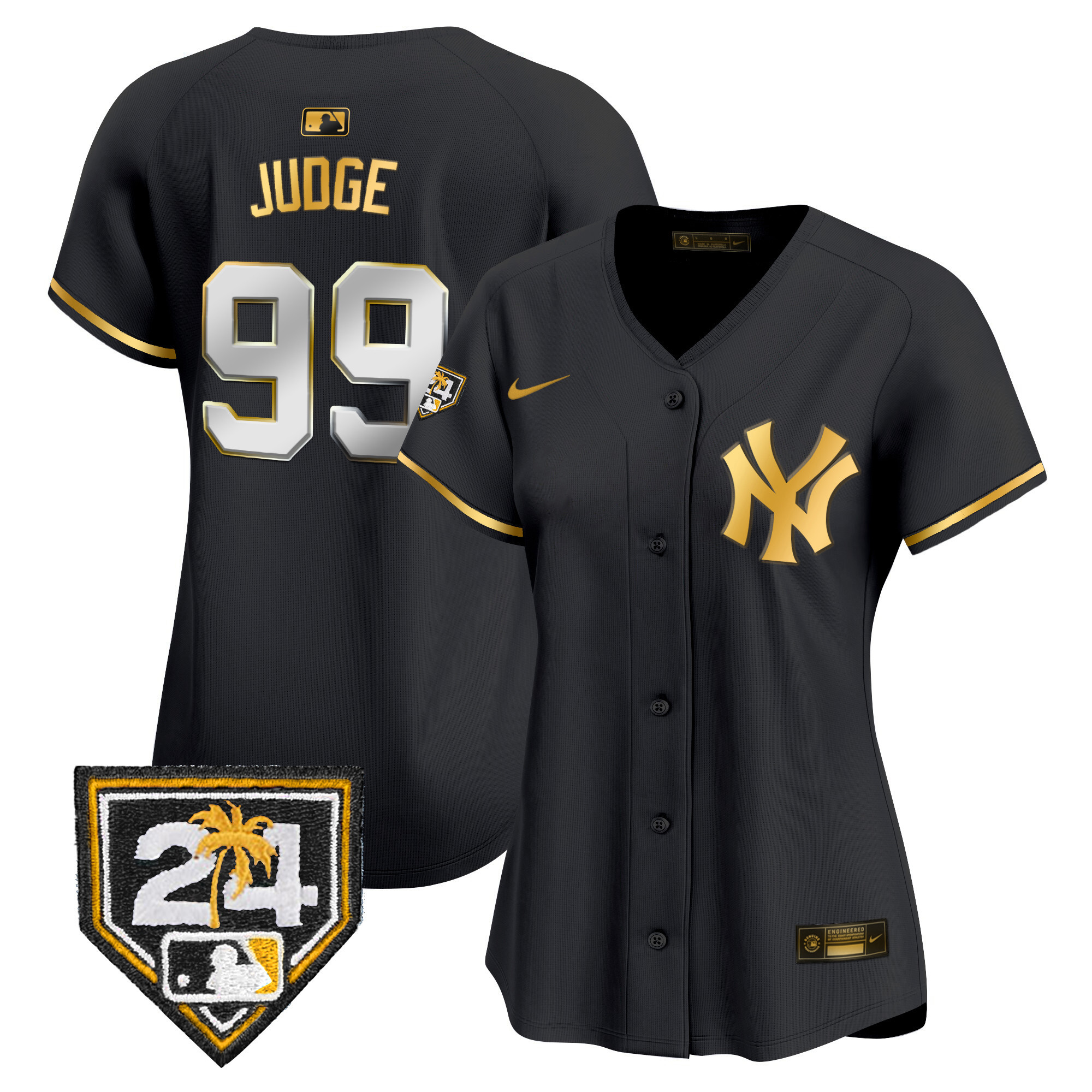 Aaron Judge Women's New York Yankees Spring Training Patch Vapor Premier Limited Black Gold Jersey