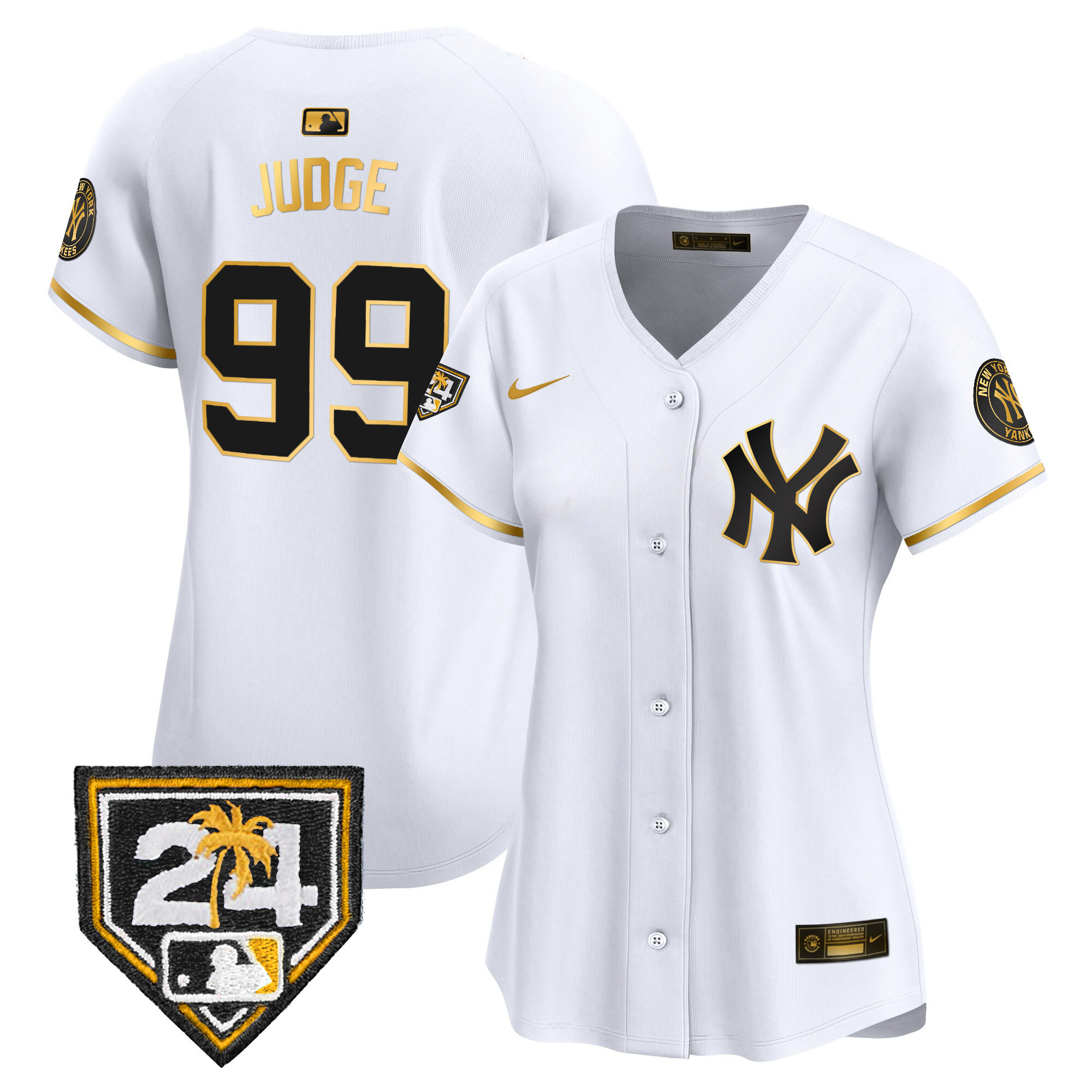 Aaron Judge Women's New York Yankees Spring Training Patch Vapor Premier Limited V2 White Gold Jersey