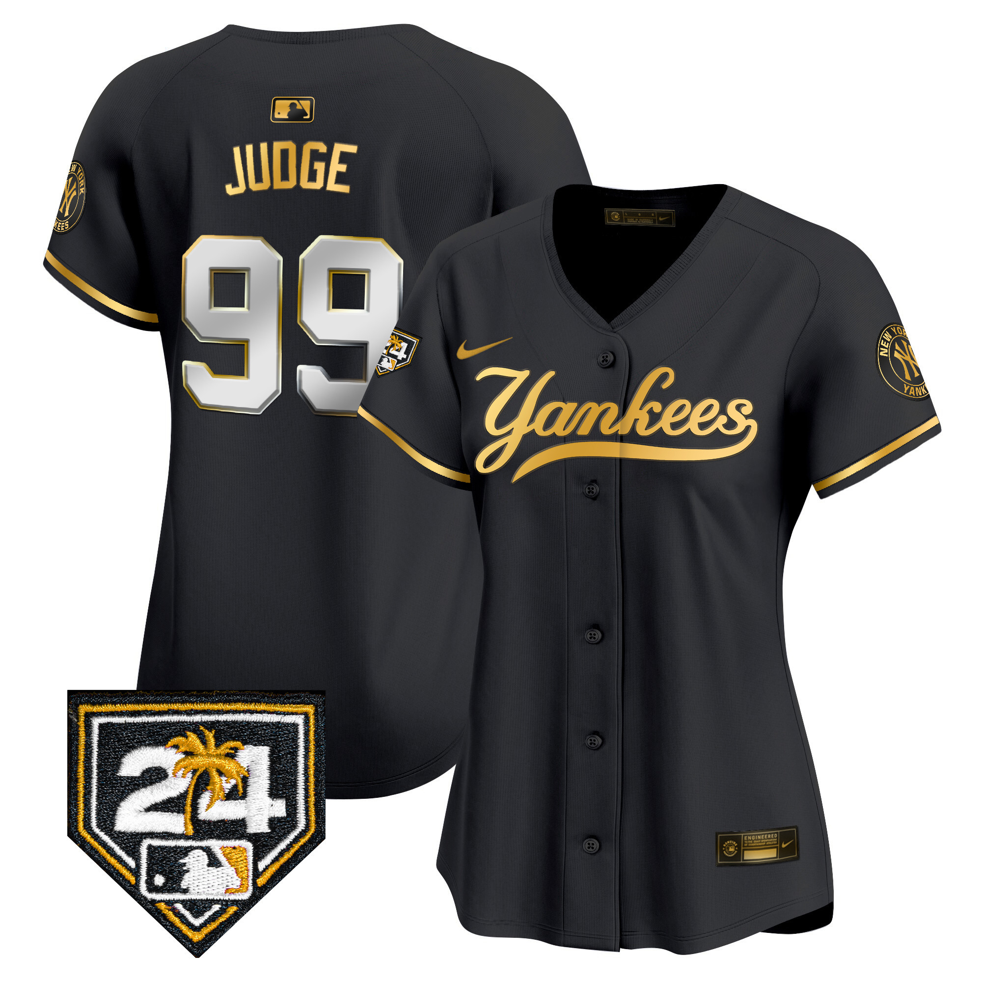 Aaron Judge Women's New York Yankees Spring Training Patch Vapor Premier Limited V6 Black Gold Jersey