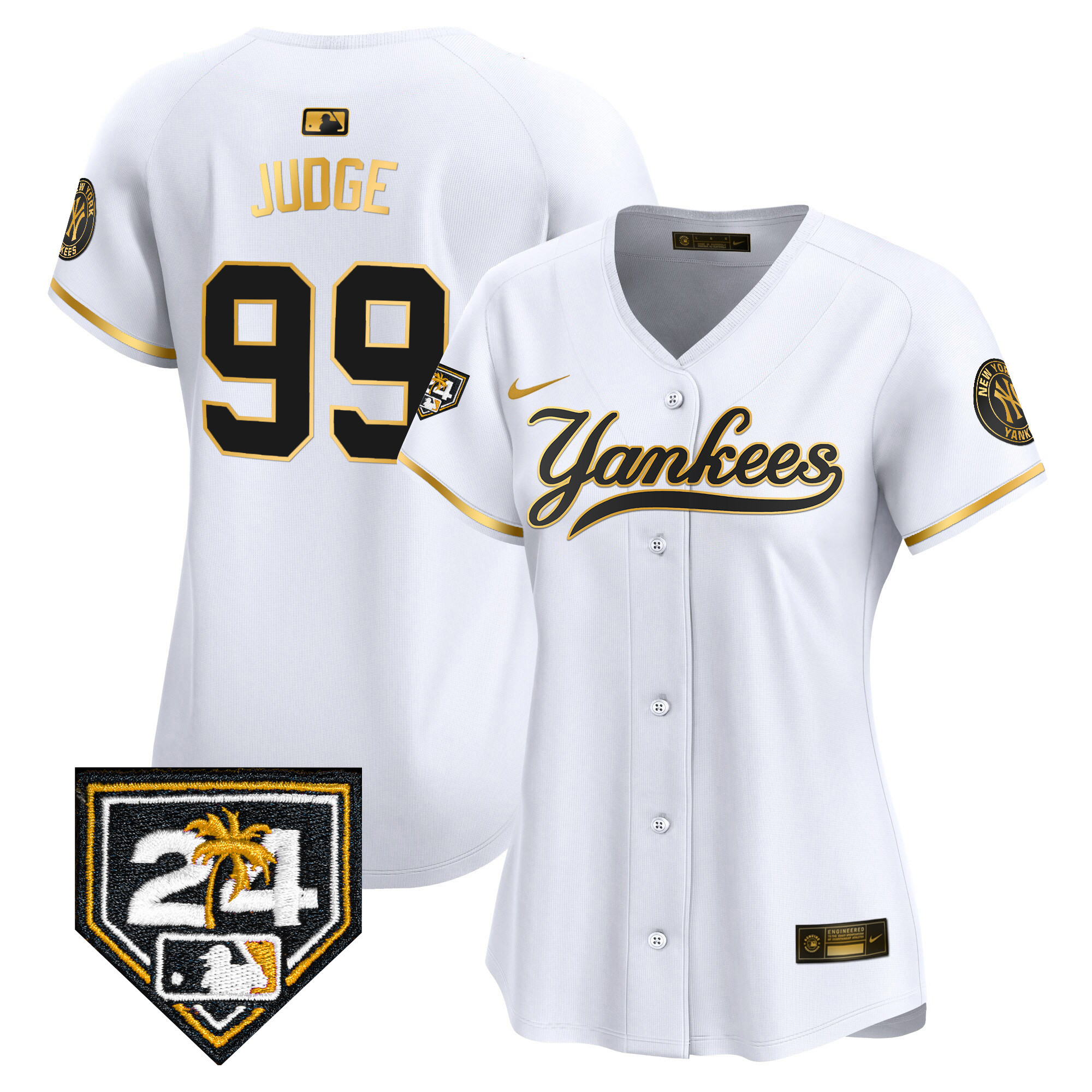 Aaron Judge Women's New York Yankees Spring Training Patch Vapor Premier Limited V6 White Gold Jersey