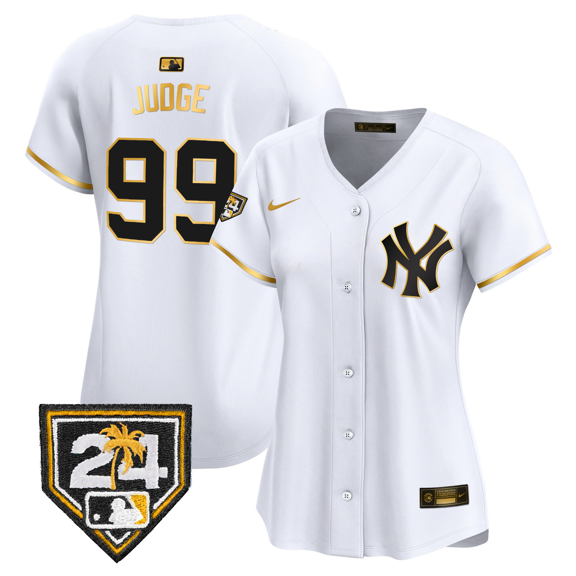 Aaron Judge Women's New York Yankees Spring Training Patch Vapor Premier Limited White Gold Jersey