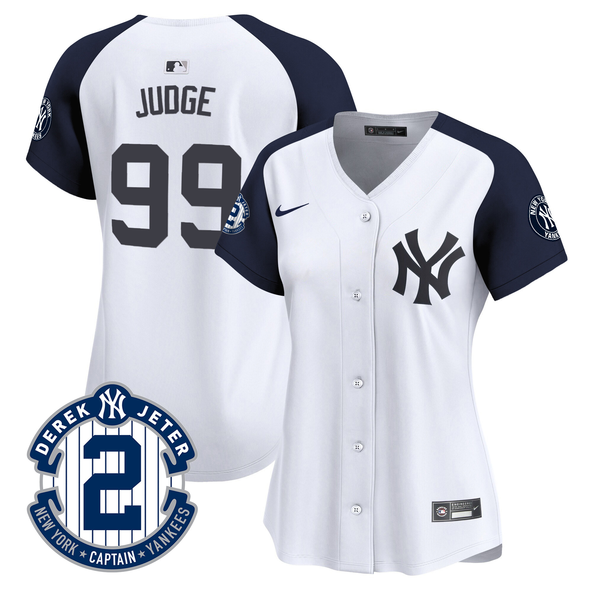 Aaron Judge Women's New York Yankees Derek Jeter Patch Vapor Premier Limited White Alternate Jersey