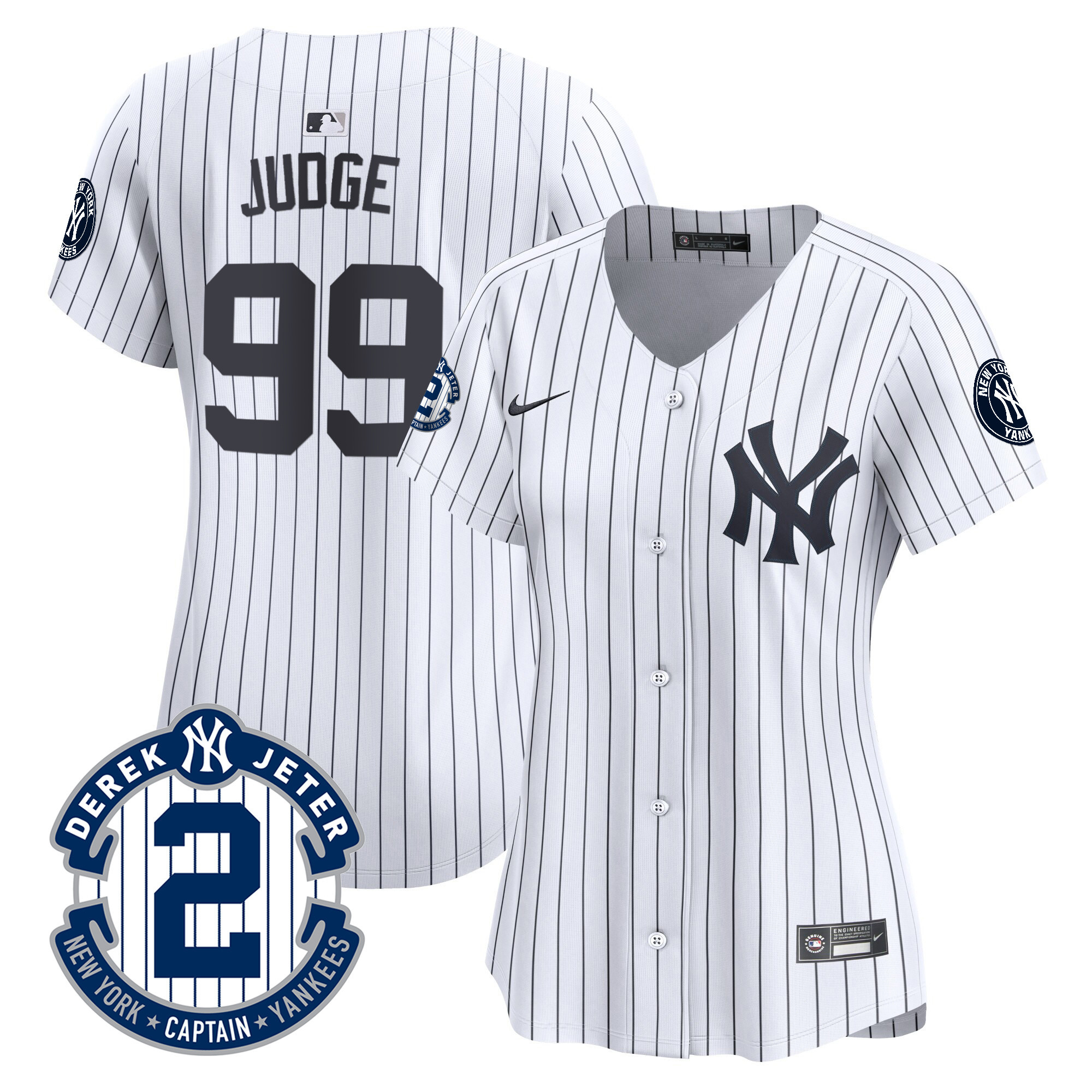 Aaron Judge Women's New York Yankees Derek Jeter Patch Vapor Premier Limited White Jersey