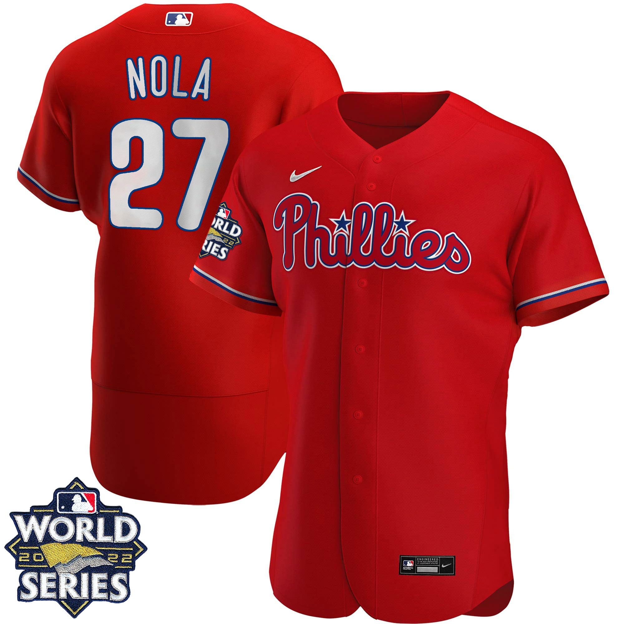 Aaron Nola Men's Philadelphia Phillies World Series Red Alternate Player Flex Base Jersey