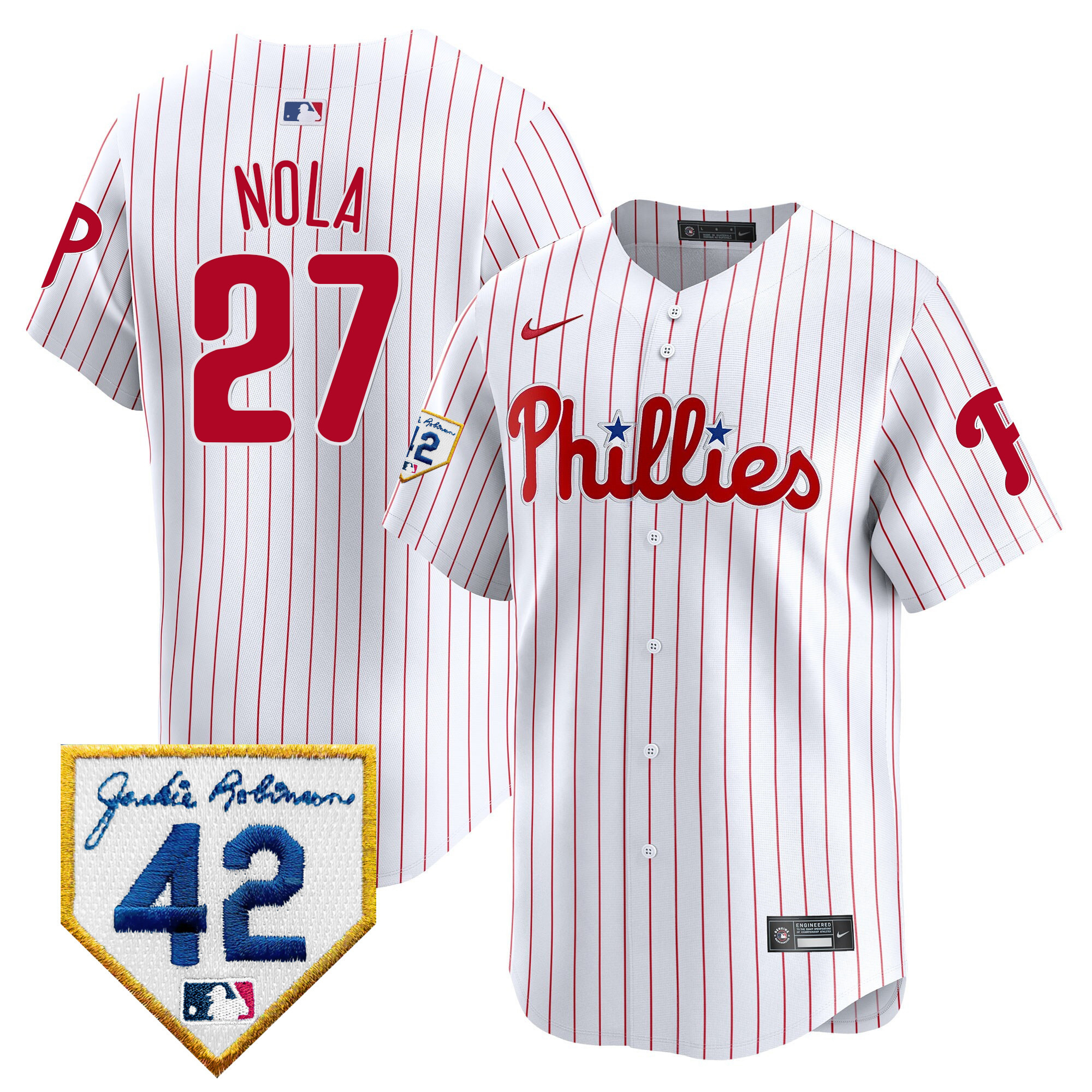 Aaron Nola Men's Philadelphia Phillies Jackie Robinson Patch Vapor Premier Limited White Jersey