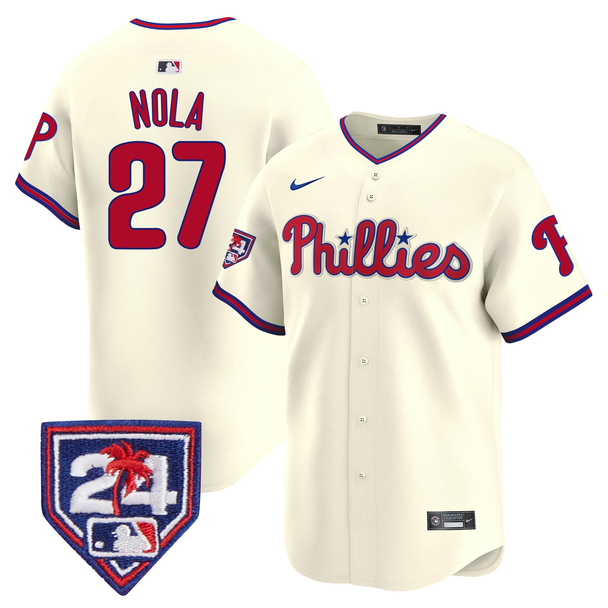 Aaron Nola Men's Philadelphia Phillies Spring Training Patch Vapor Premier Limited Cream Jersey