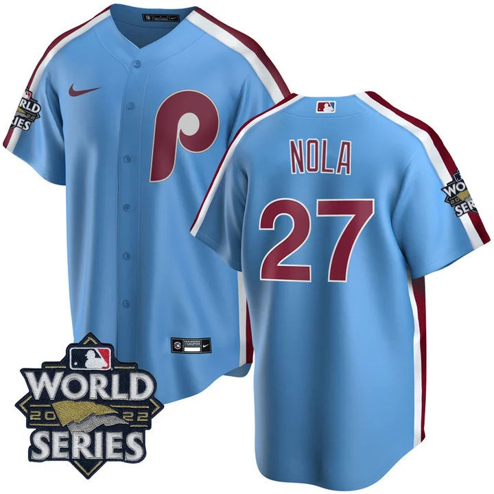 Aaron Nola Men's Philadelphia Phillies Cooperstown World Series Patch Cool Base Jersey