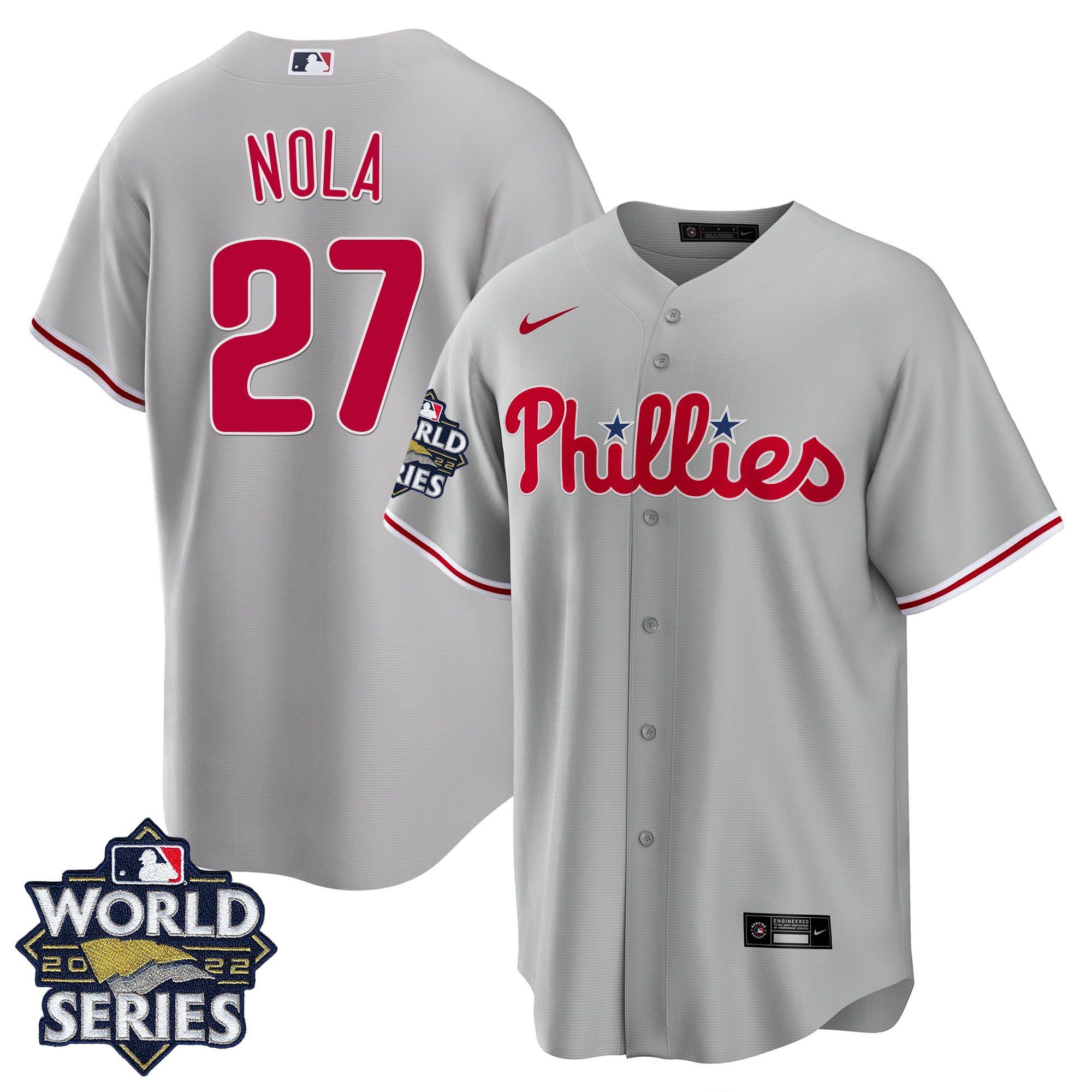 Aaron Nola Men's Philadelphia Phillies Gray Road World Series Cool Base Jersey