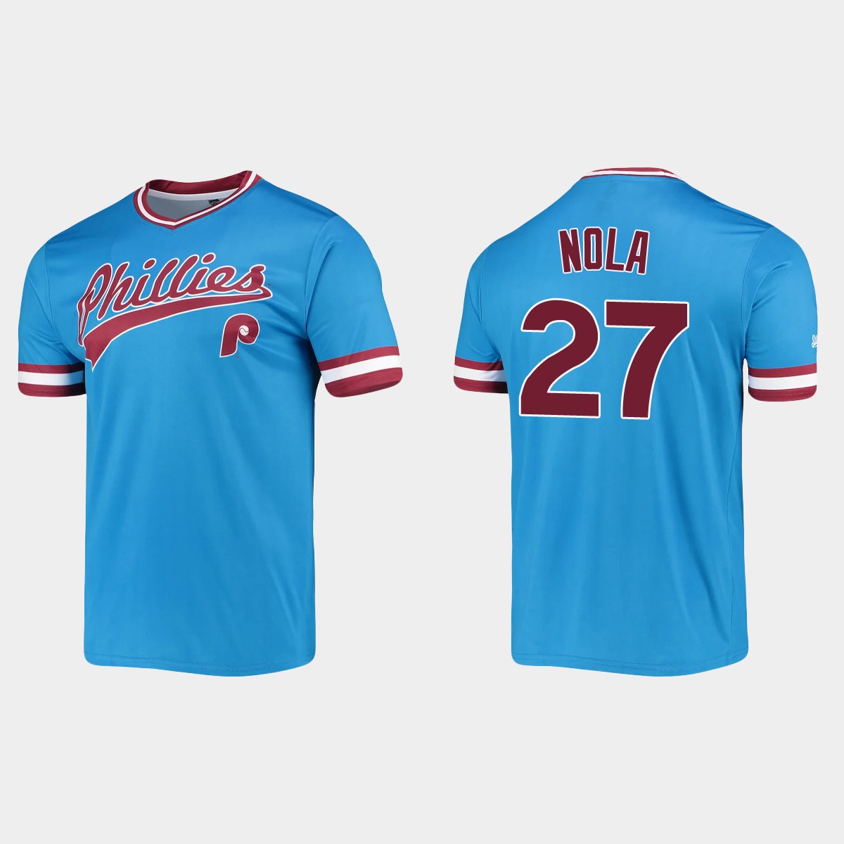 Aaron Nola Philadelphia Phillies Cooperstown Collection Stitches Jersey - Light Blue