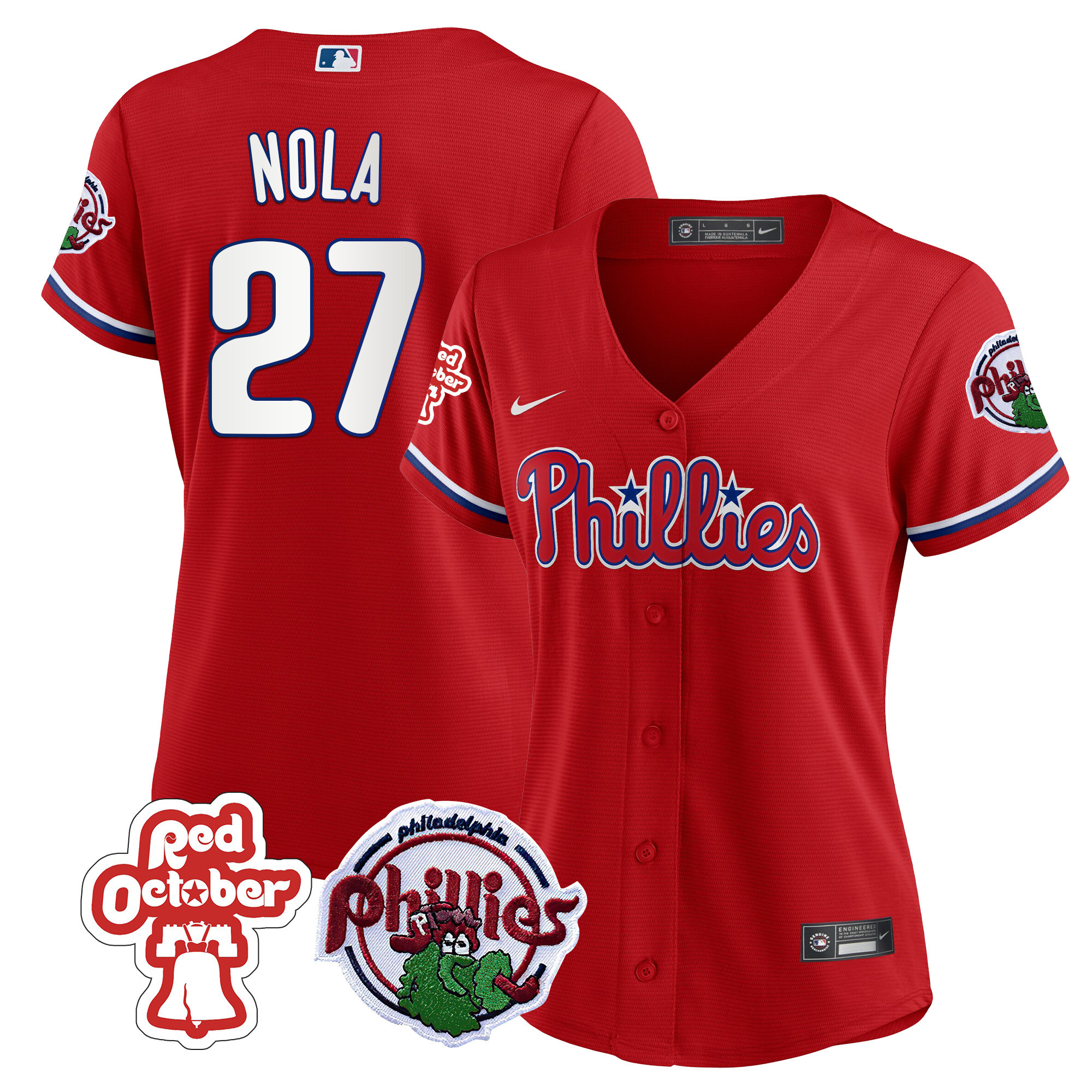 Aaron Nola Women's Philadelphia Phillies Red October Patch Jersey