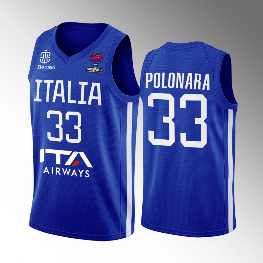 Achille Polonara Italy Team EuroBasket Blue Jersey Home #33