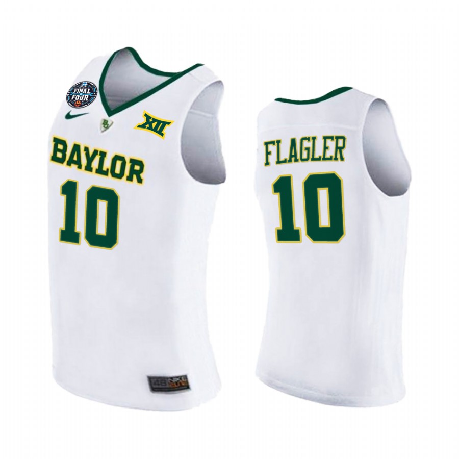 Adam Flagler #10 Baylor Bears March Madness Final Four Jersey White