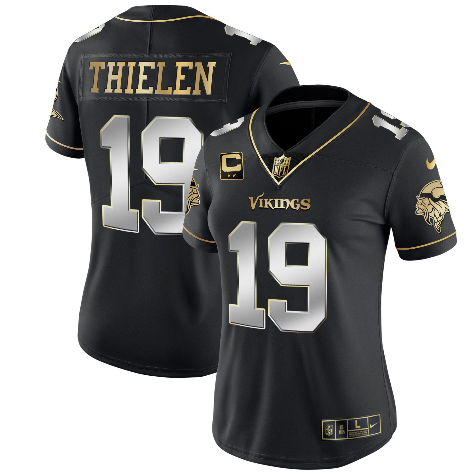 Adam Thielen Women's Minnesota Vikings White Gold & Black Gold Black Limited Jersey