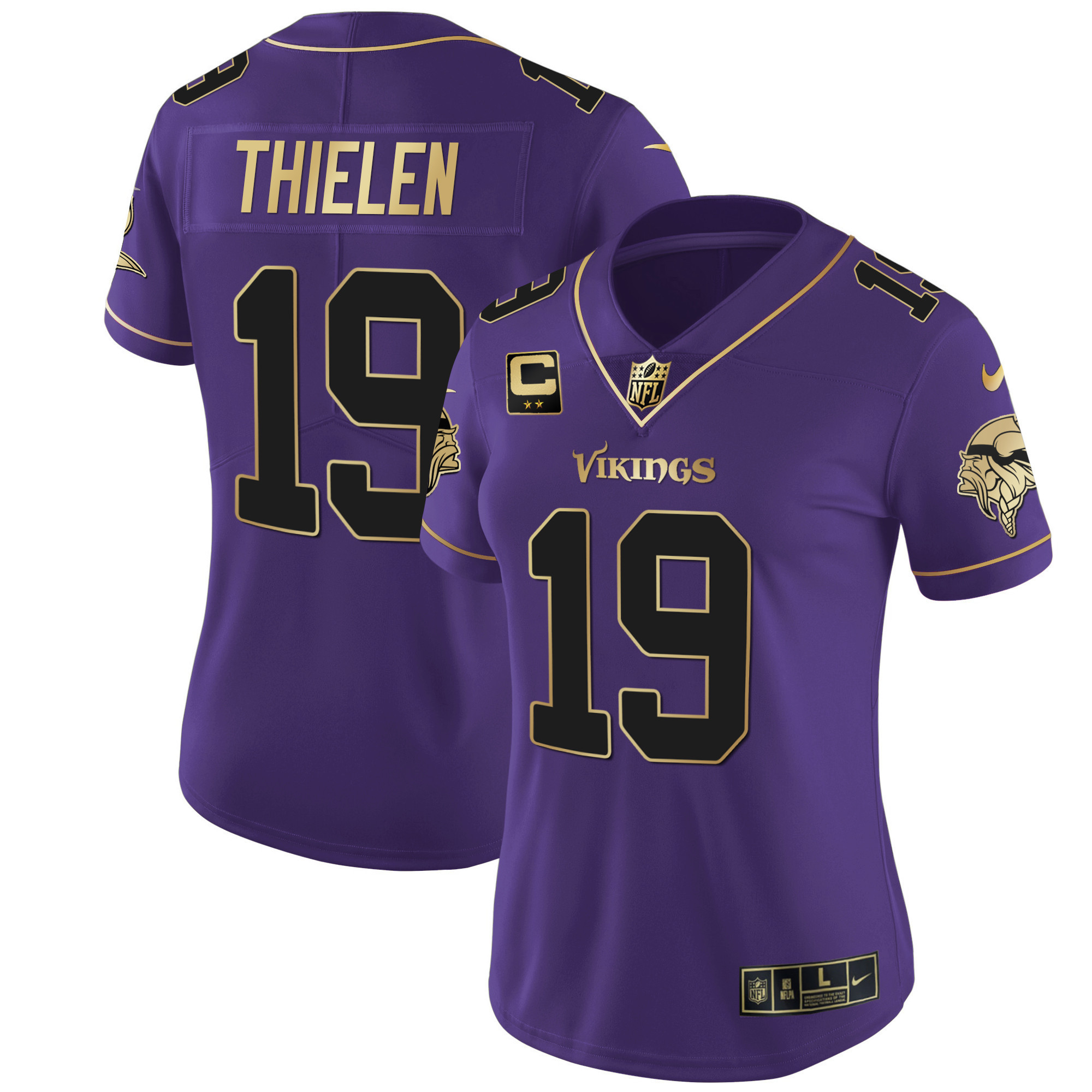 Adam Thielen Women's Minnesota Vikings White Gold & Black Gold Black Purple Jersey