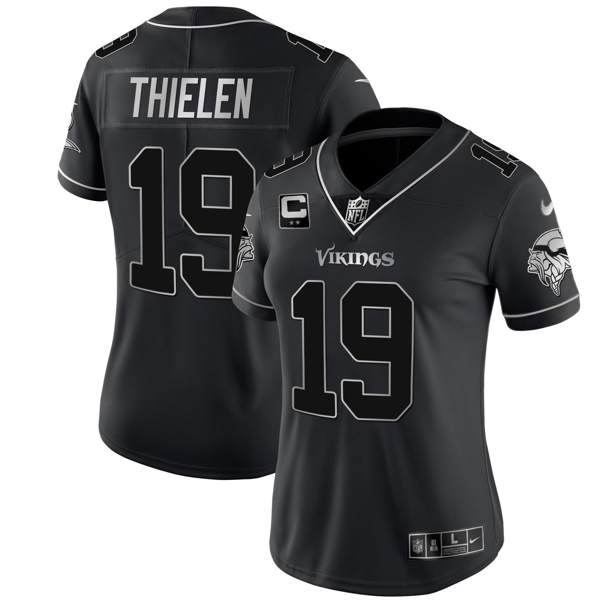 Adam Thielen Women's Minnesota Vikings White Gold & Black Gold Black Silver Jersey