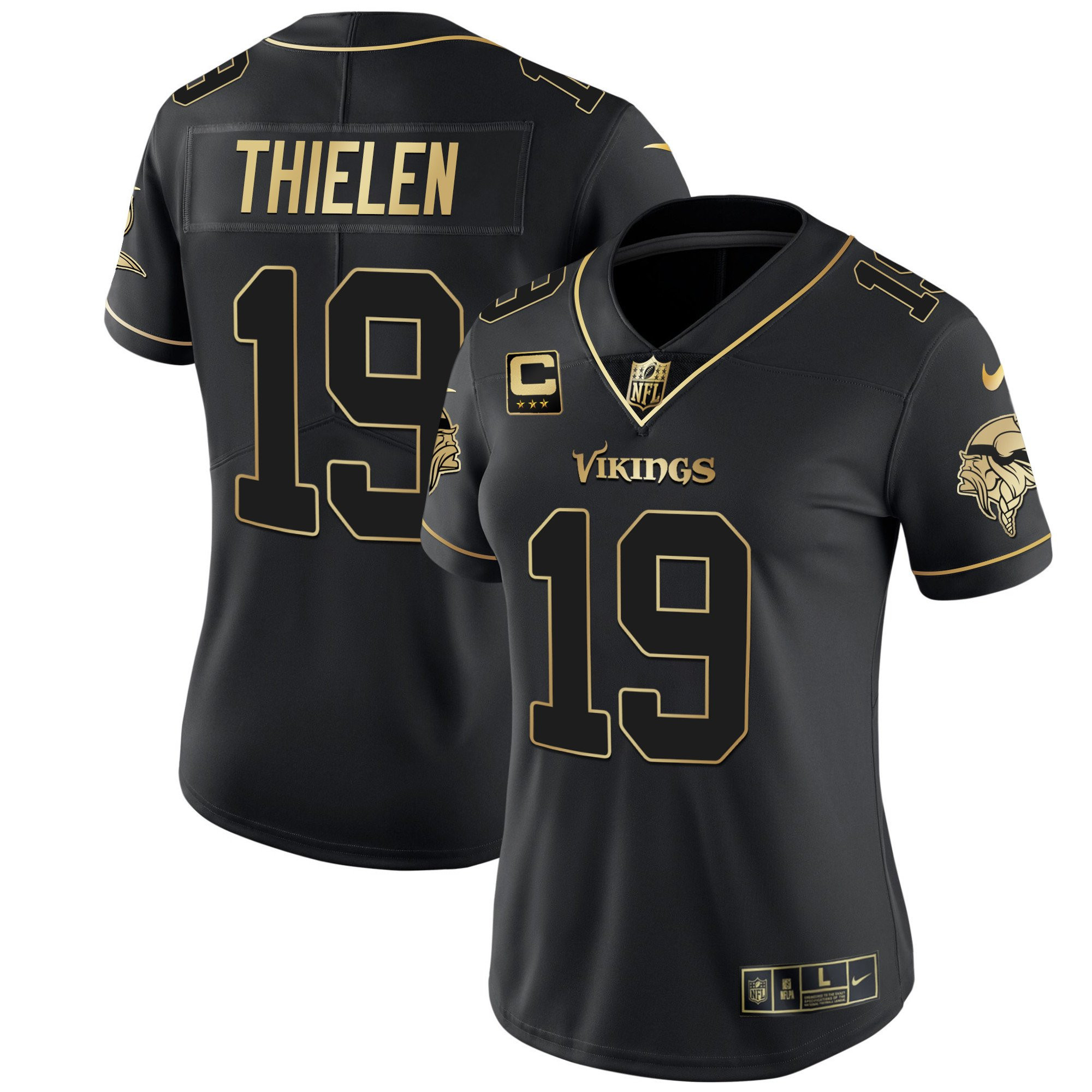 Adam Thielen Women's Minnesota Vikings White Gold & Black Gold Jersey