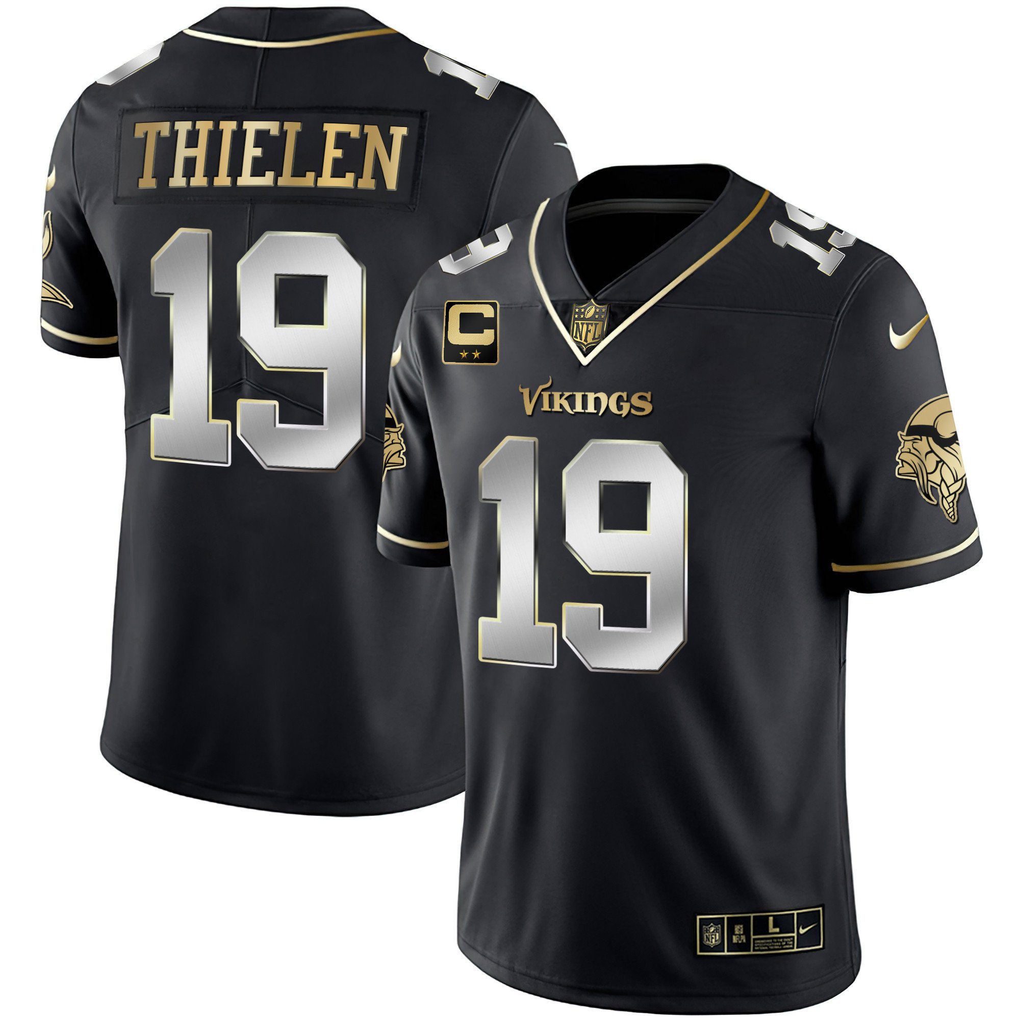 Adam Thielen Youth's Minnesota Vikings White Gold & Black Gold Black Limited Jersey