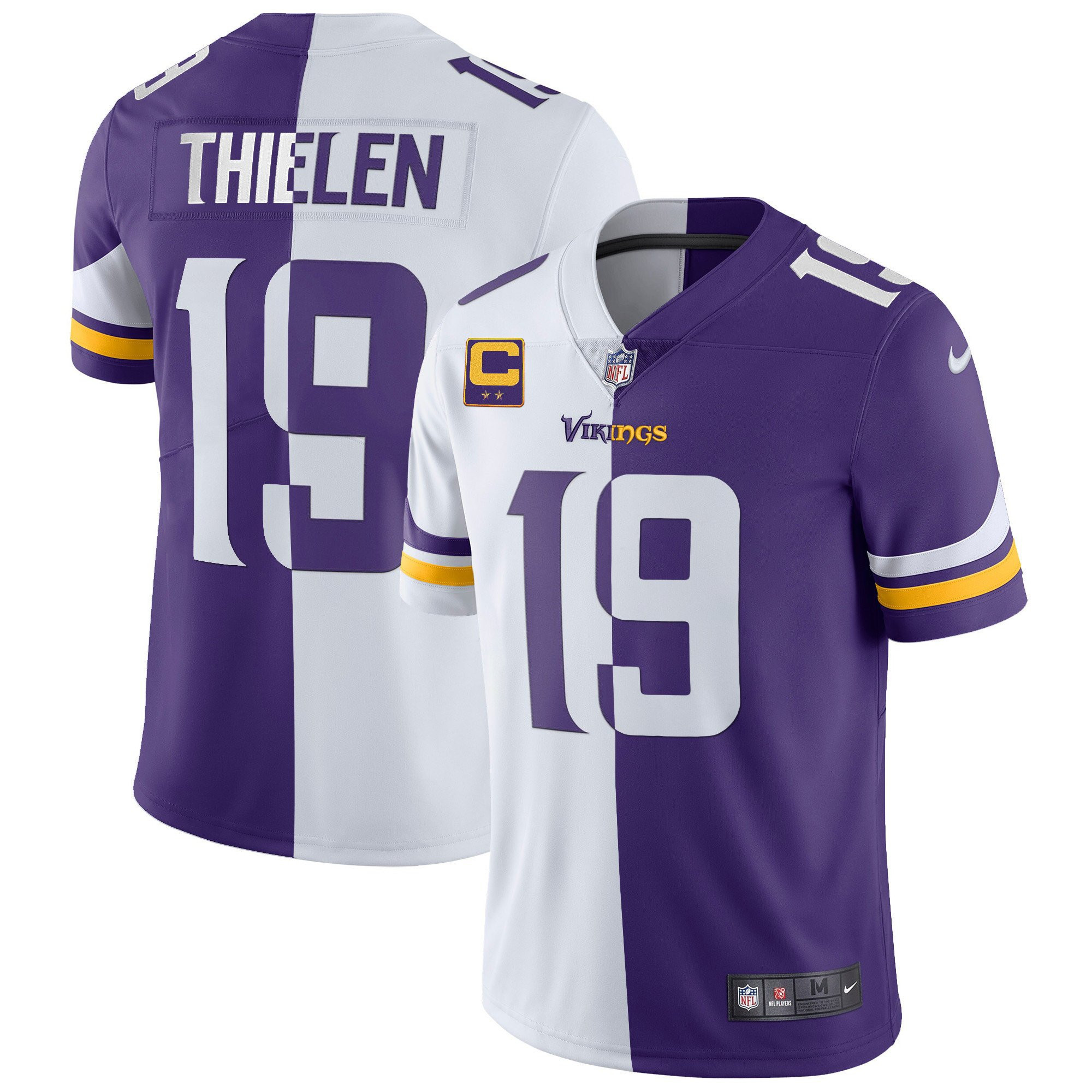 Adam Thielen Youth's Minnesota Vikings White Gold & Black Gold Split Jersey