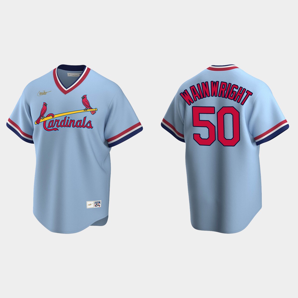 Adam Wainwright #50 St. Louis Cardinals Cooperstown Collection Road Jersey - Light Blue