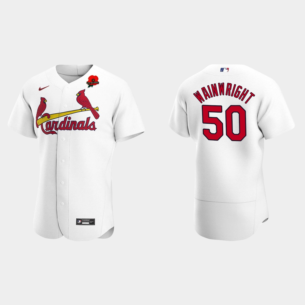 Adam Wainwright St. Louis Cardinals Memorial Day Poppy Patch Jersey - White