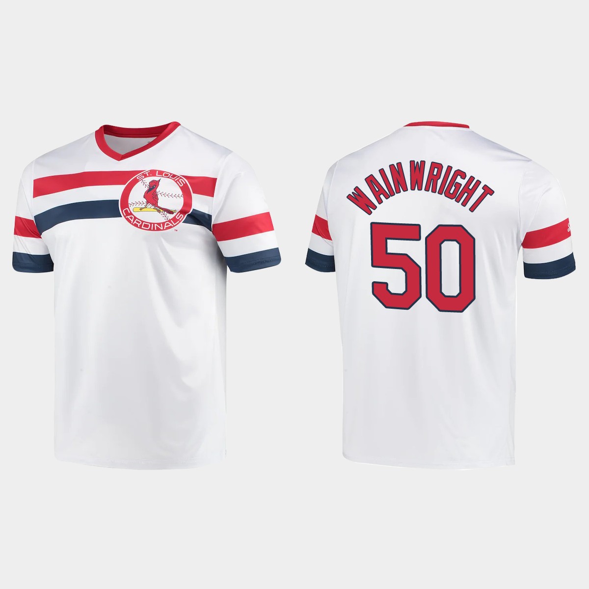 Adam Wainwright St. Louis Cardinals Cooperstown Collection V-Neck Jersey - White