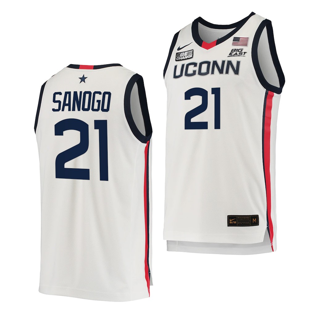Adama Sanogo #21 UConn Huskies College White Jersey