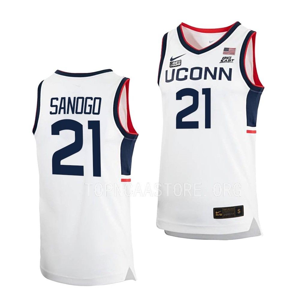 Adama Sanogo UConn Huskies #21 White Home Jersey 