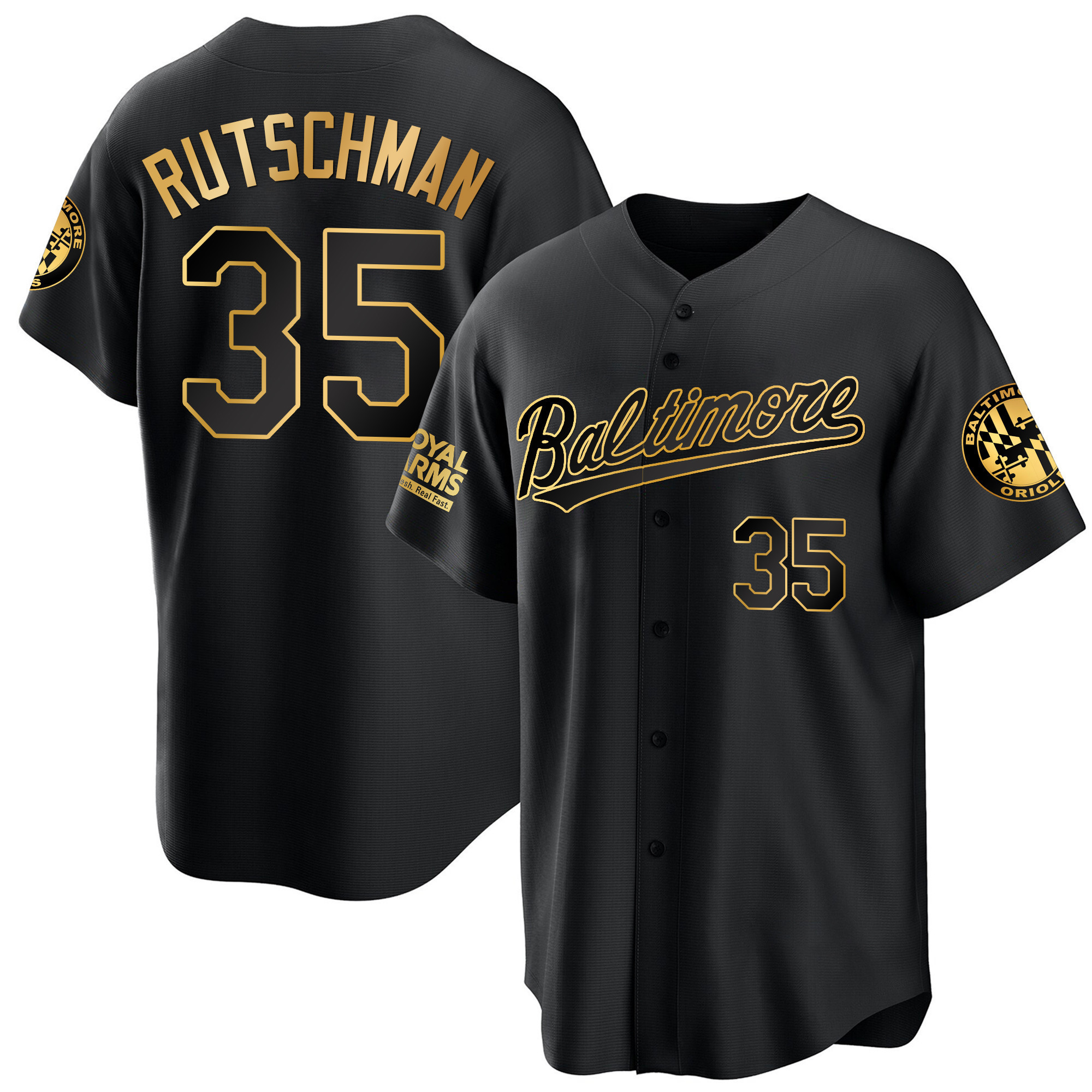 Adley Rutschman Men’s Baltimore Orioles Gold Cool Black Gold Jersey - All Stitched