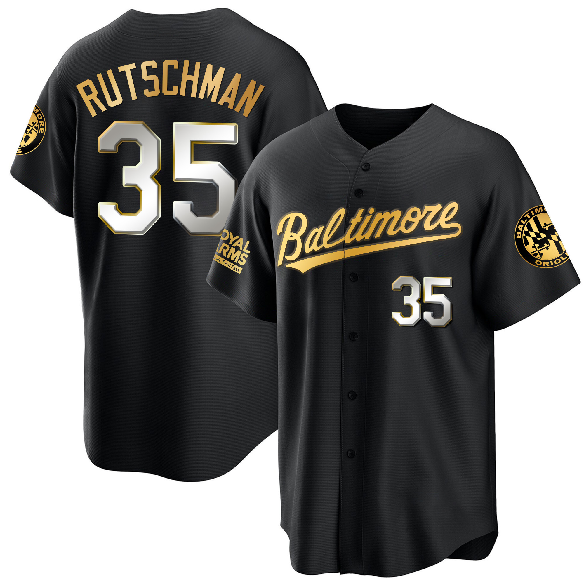 Adley Rutschman Men’s Baltimore Orioles Gold Cool Black Limited Jersey - All Stitched