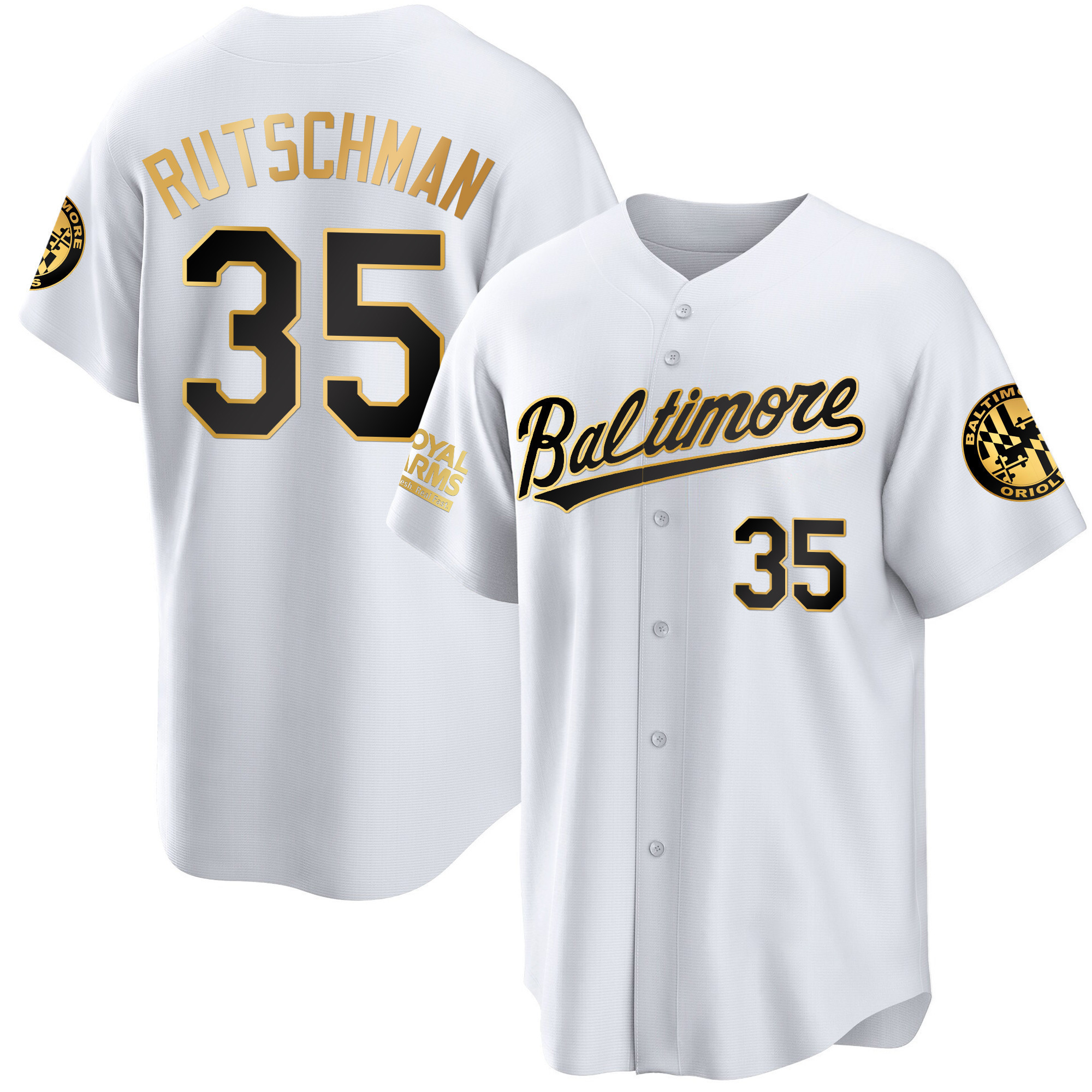 Adley Rutschman Men’s Baltimore Orioles Gold Cool White Gold Jersey - All Stitched
