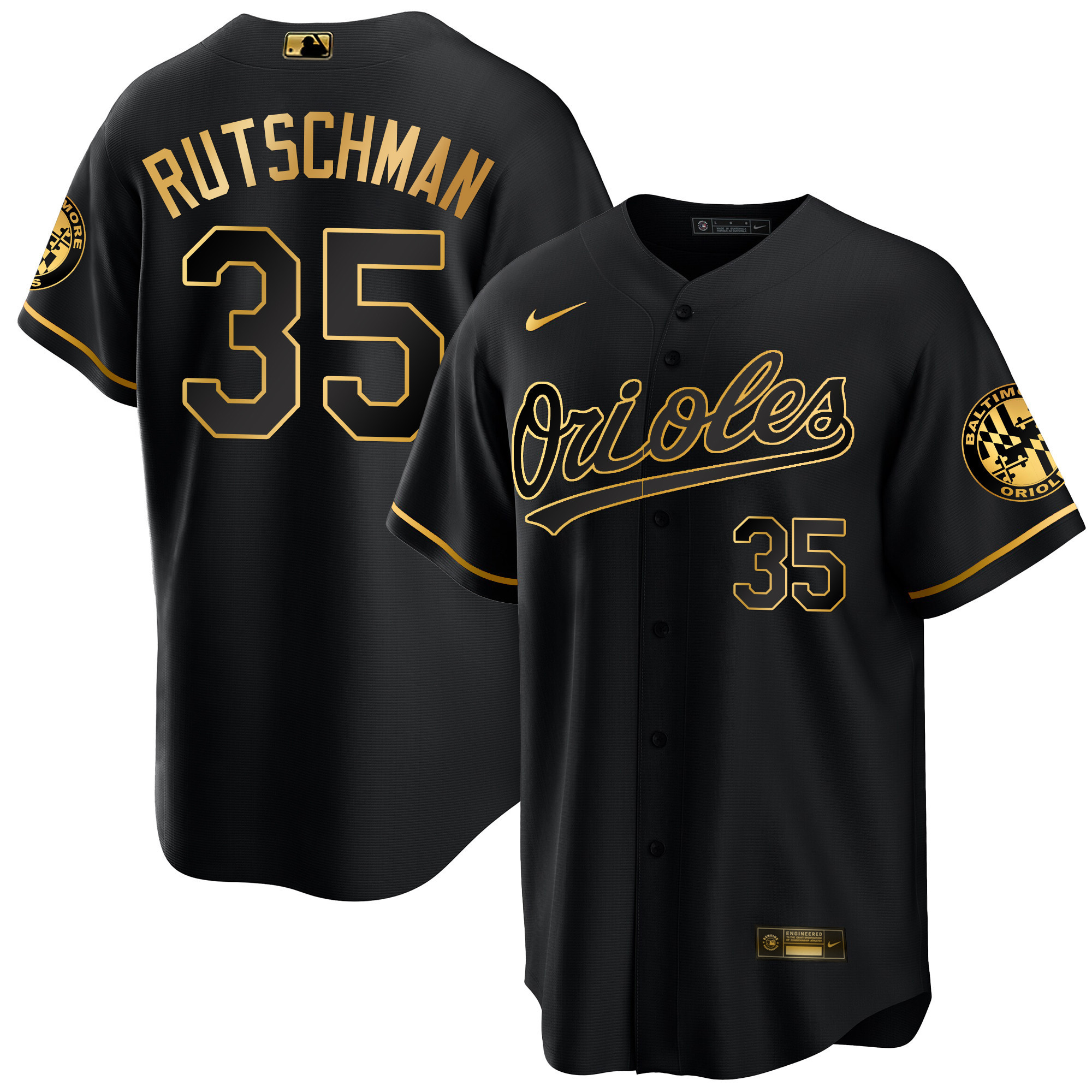 Adley Rutschman Men’s Baltimore Orioles Special Gold Cool Black Gold Jersey - All Stitched