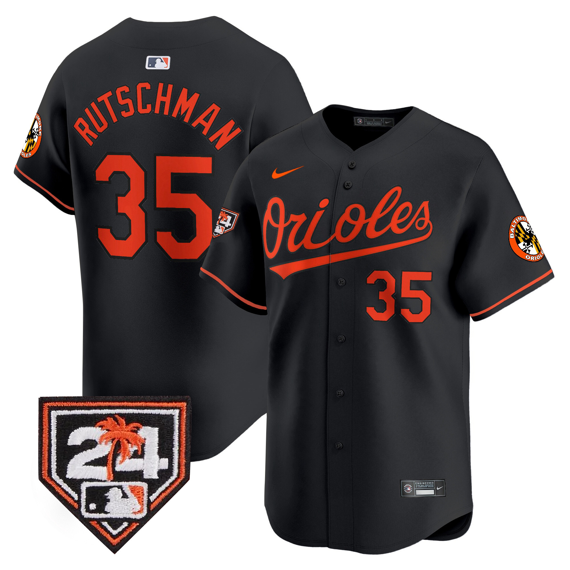 Adley Rutschman Men's Baltimore Orioles Spring Training Patch Vapor Premier Limited Black Jersey - All Stitched