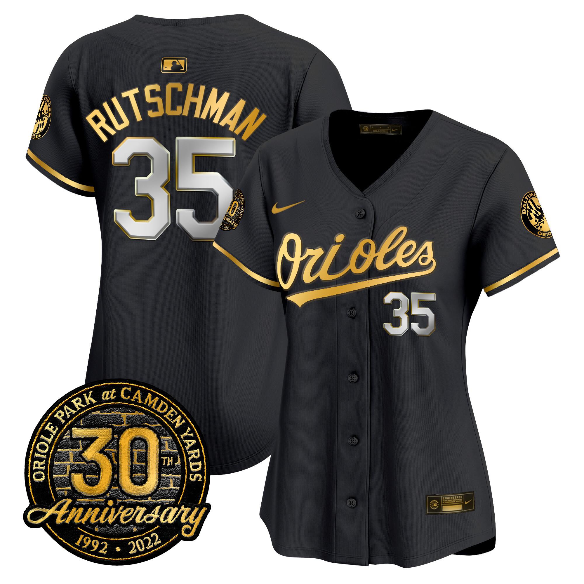 Adley Rutschman Women’s Baltimore Orioles Camden Yards 30th Anniversary Patch Vapor Premier Limited Black Limited Jersey - All Stitched