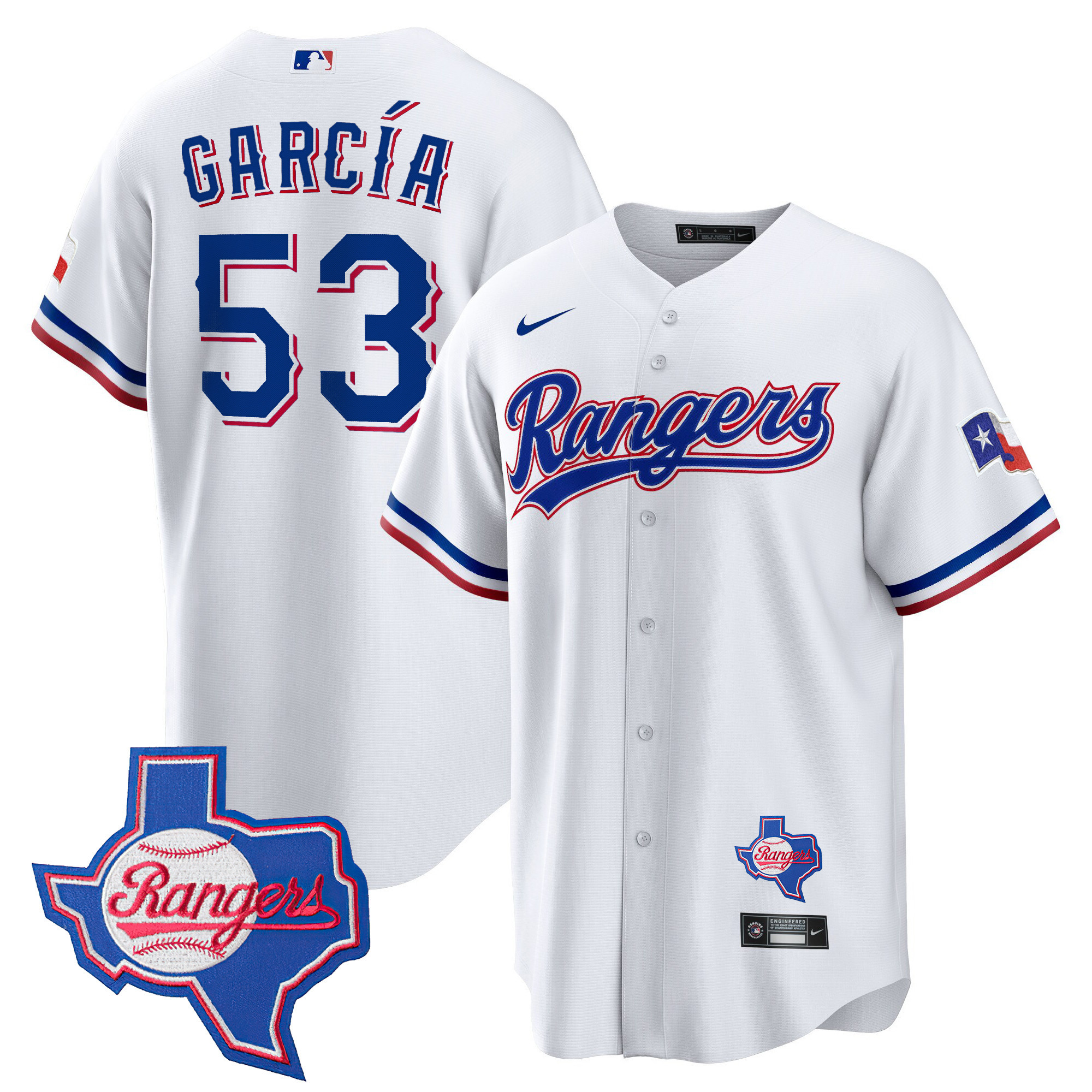 Adolis Garcia Men's Texas Rangers Cool Base - Texas Patch White Jersey