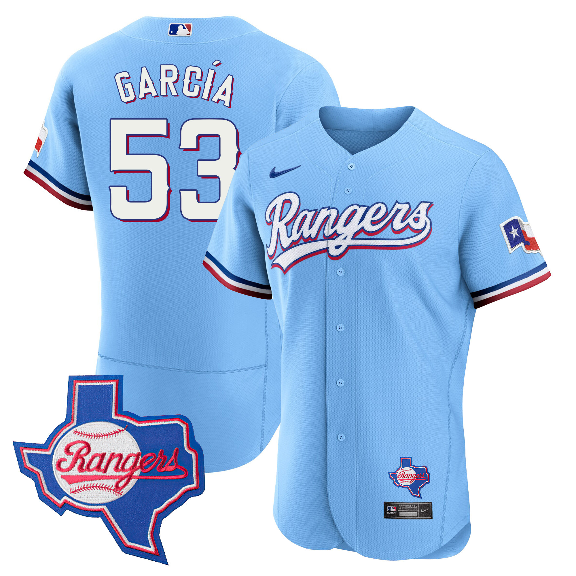 Adolis Garcia Men's Texas Rangers Flex Base - Texas Patch Blue Jersey