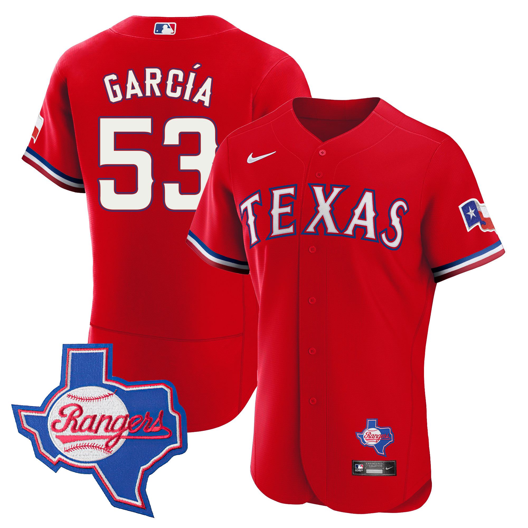 Adolis Garcia Men's Texas Rangers Flex Base - Texas Patch Red Jersey