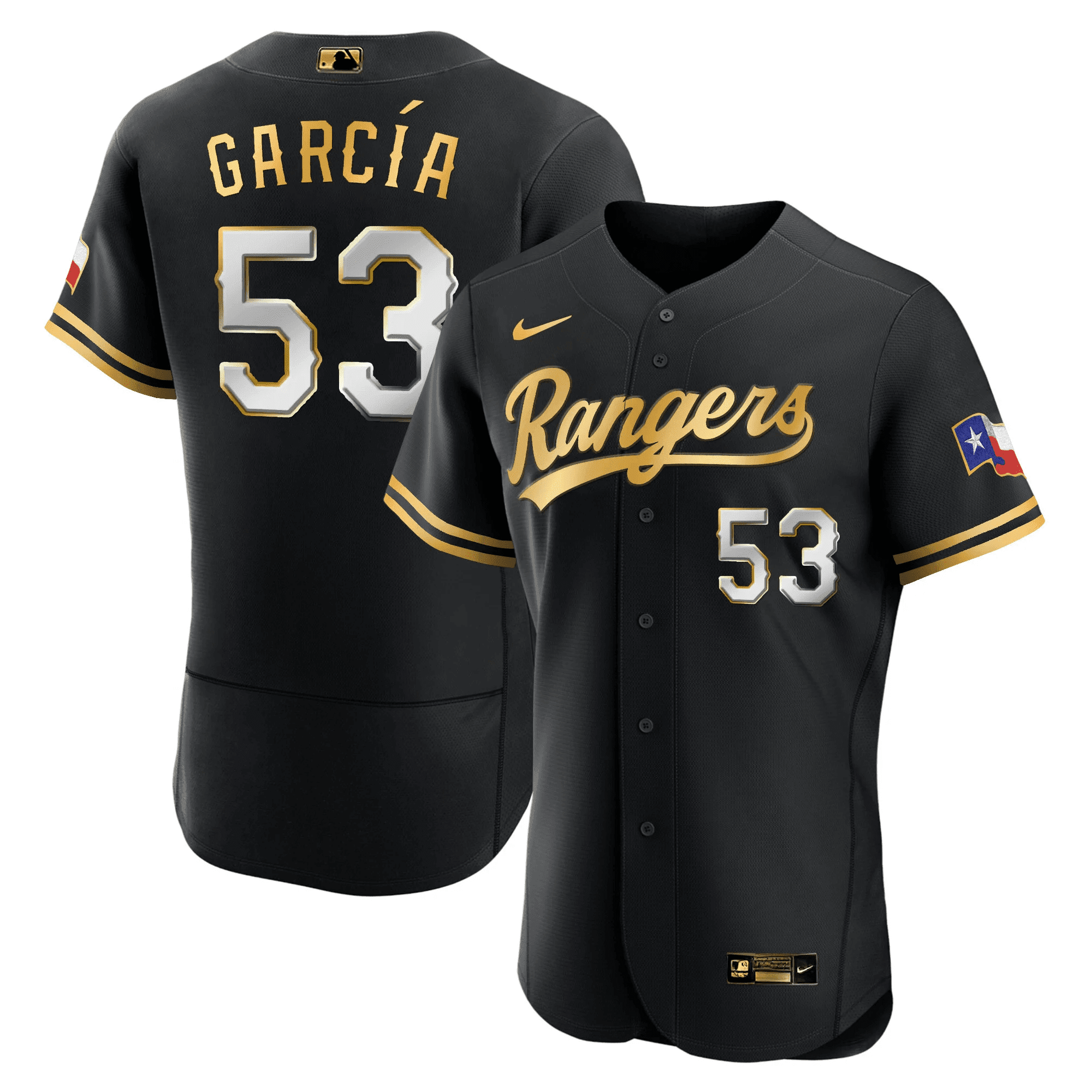 Adolis Garcia Men's Texas Rangers Gold Flex Black Jersey