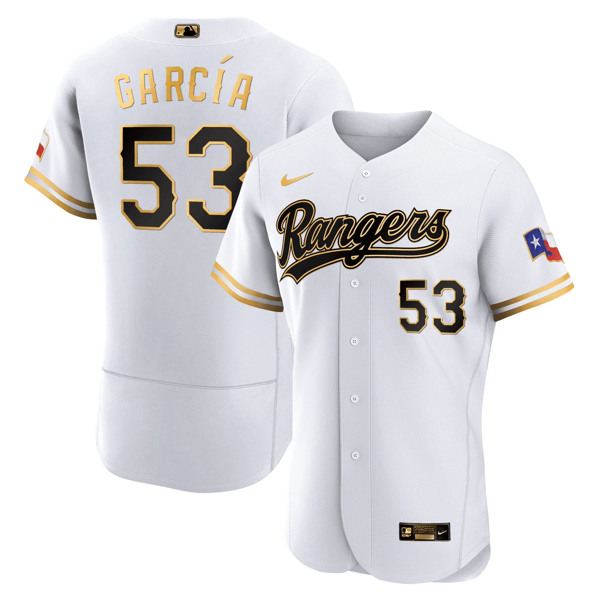 Adolis Garcia Men's Texas Rangers Gold Flex White Jersey